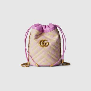 Replica Designer Bag GUCCI GG super mini bucket bag lilac and yellow canvas