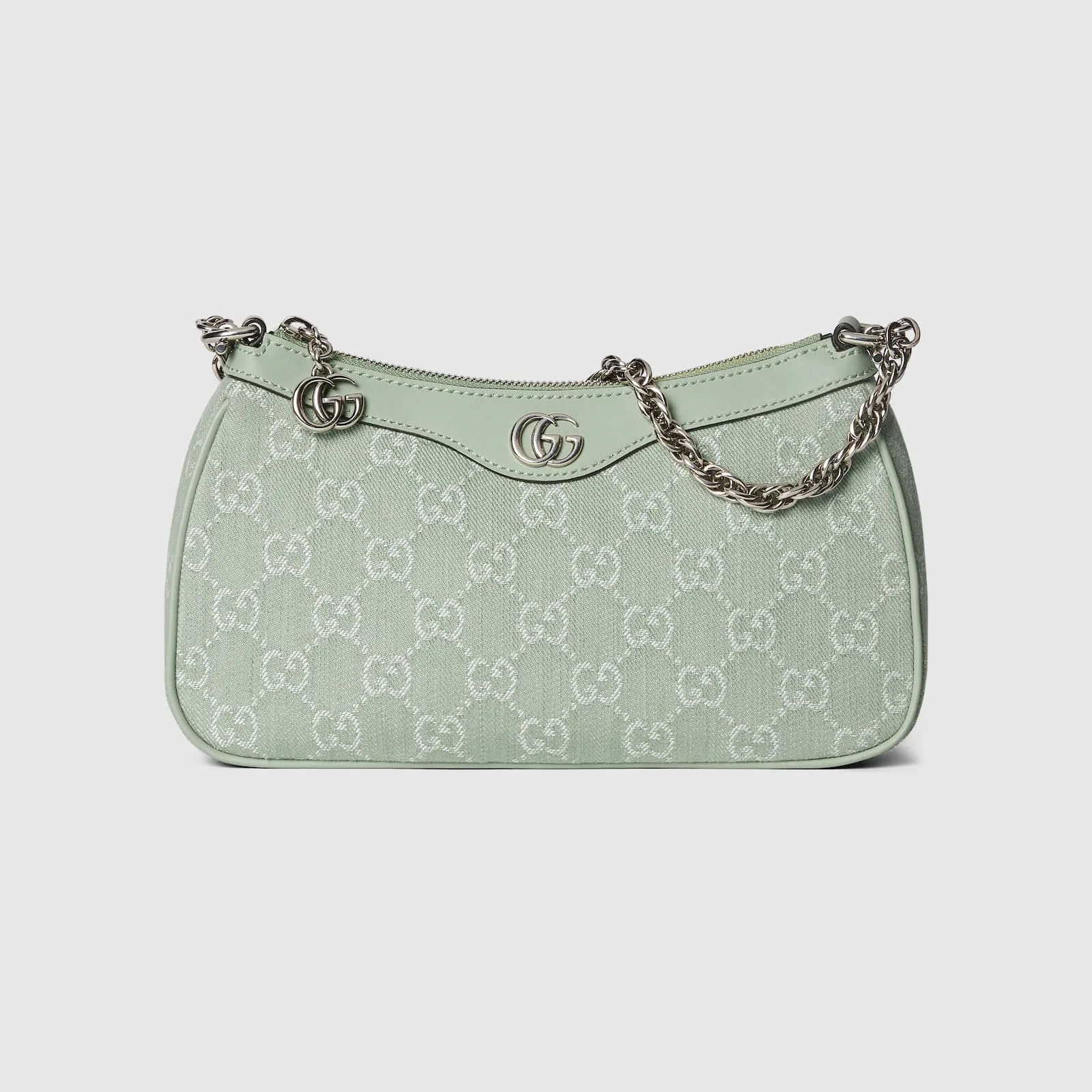 Replica Designer Bags Gucci replica Ophidia GG small shoulder bag pale green denim