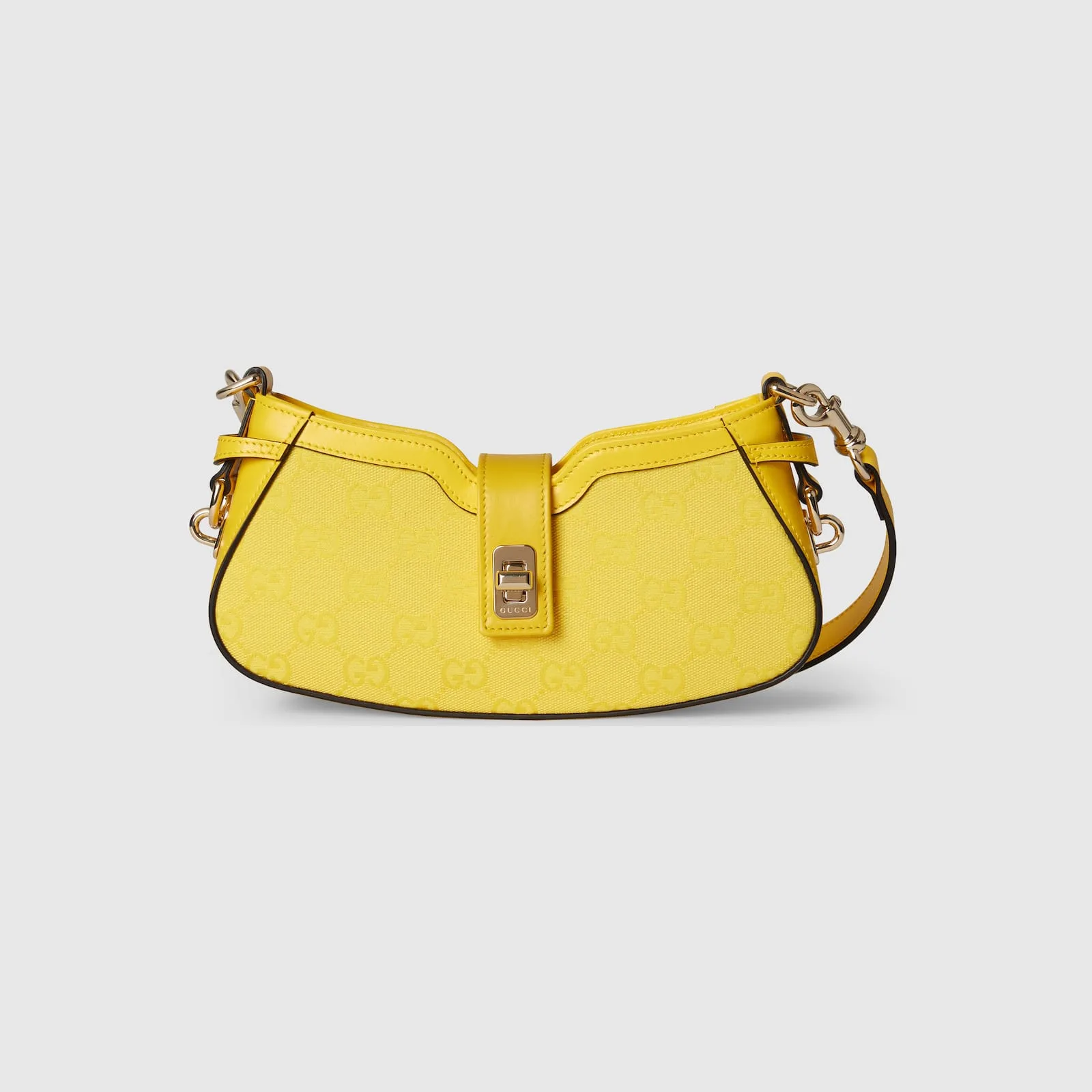 Replica Designer Bags Gucci replica Moon Side mini shoulder bag yellow GG canvas