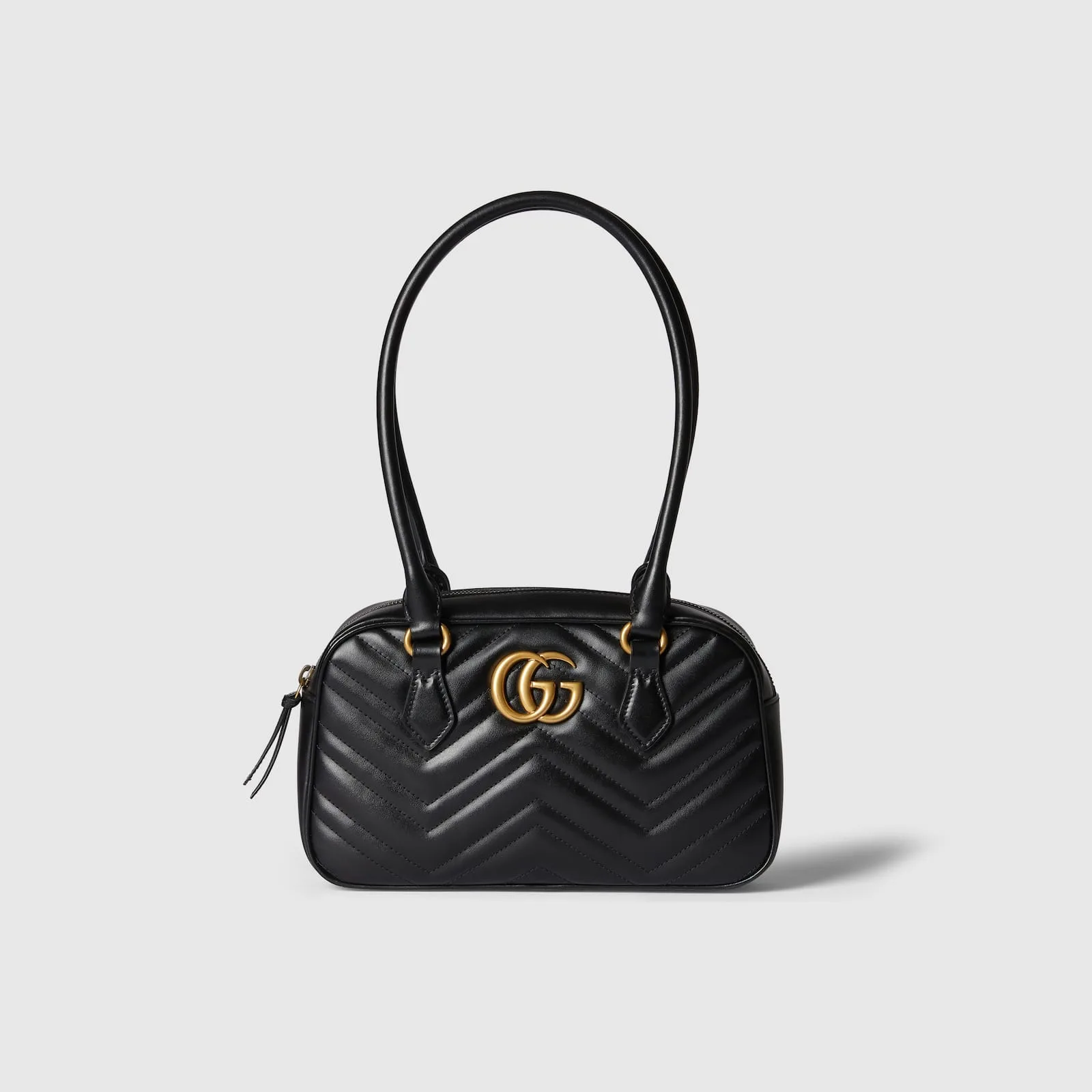 Replica Designer Bags Gucci replica GG Marmont small top handle bag black leather