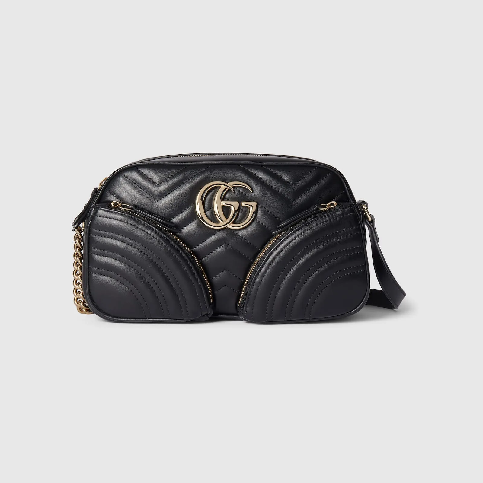 Replica Designer Bags Gucci replica GG Marmont small shoulder bag black leather
