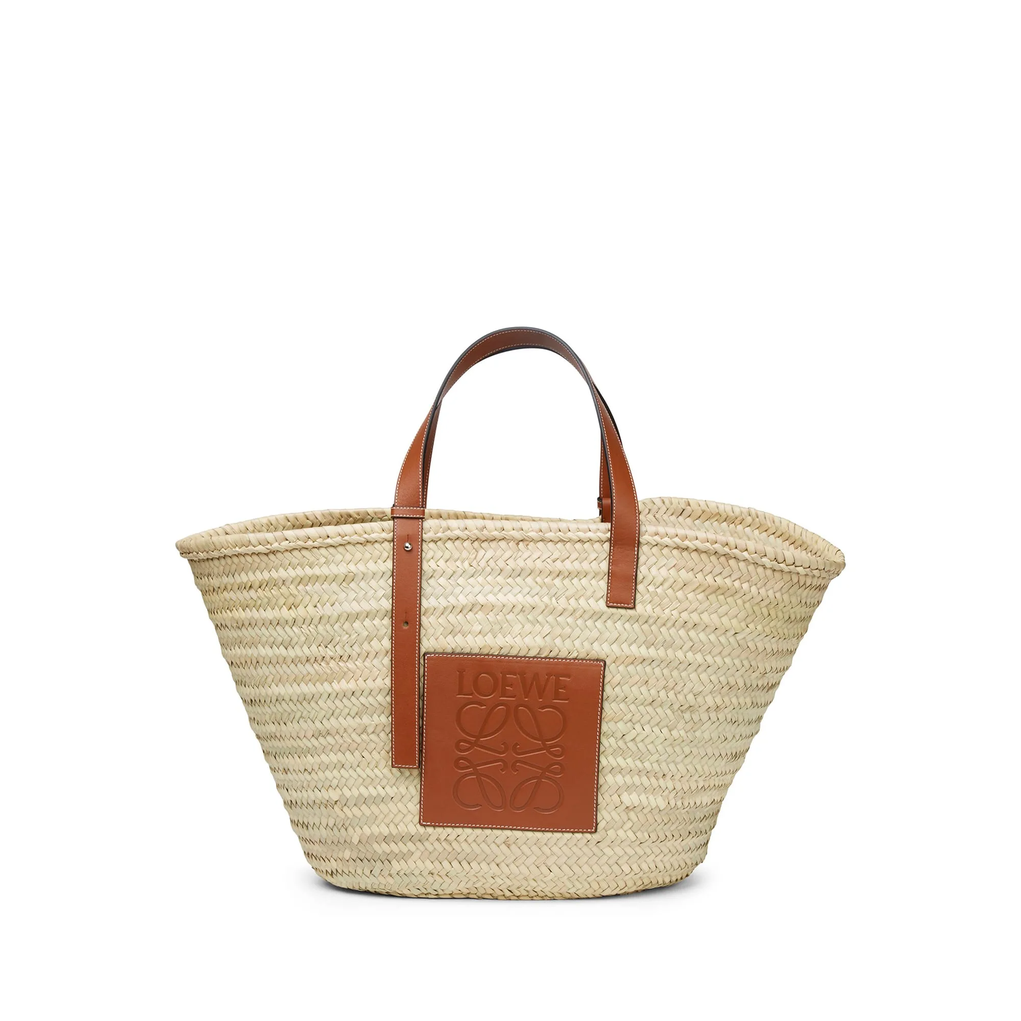 LOEWE Replica bags Large Basket bag in palm leaf and Calfskin