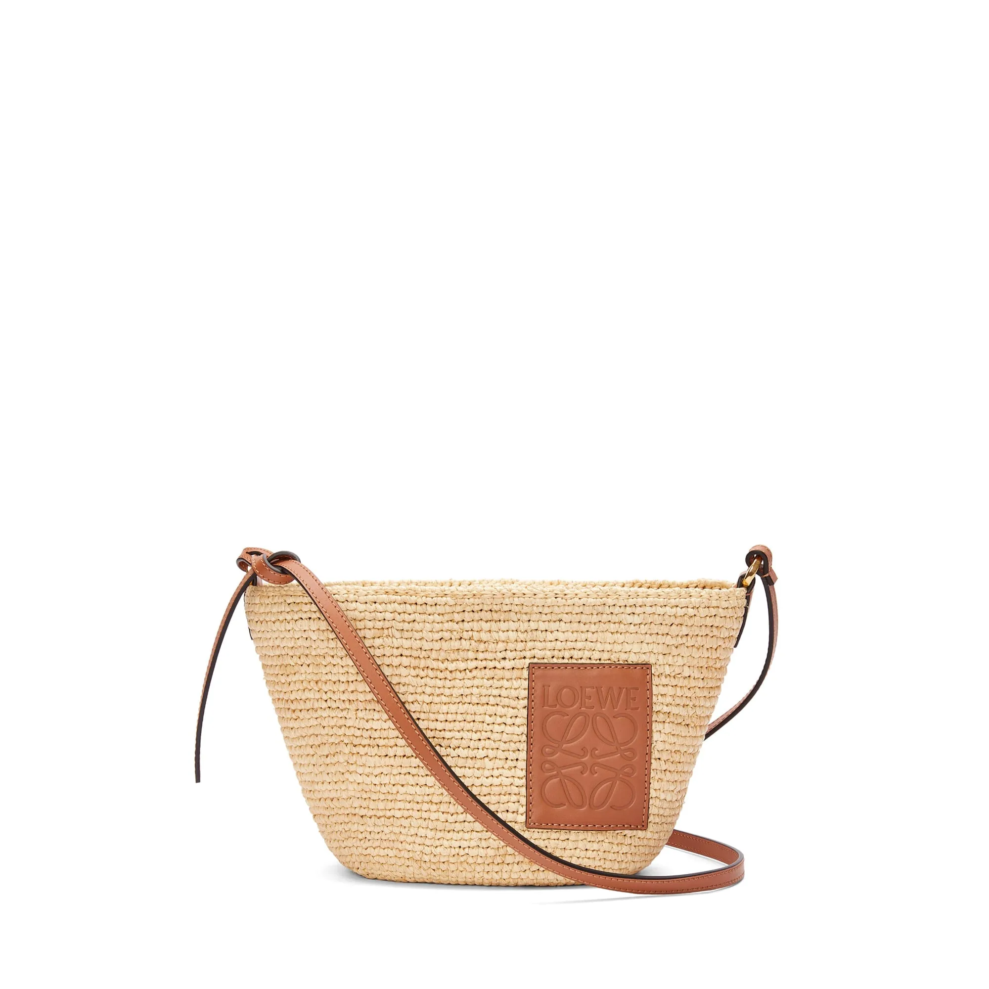 LOEWE Replica bags Slit Pochette bag in Raffia and Calfskin