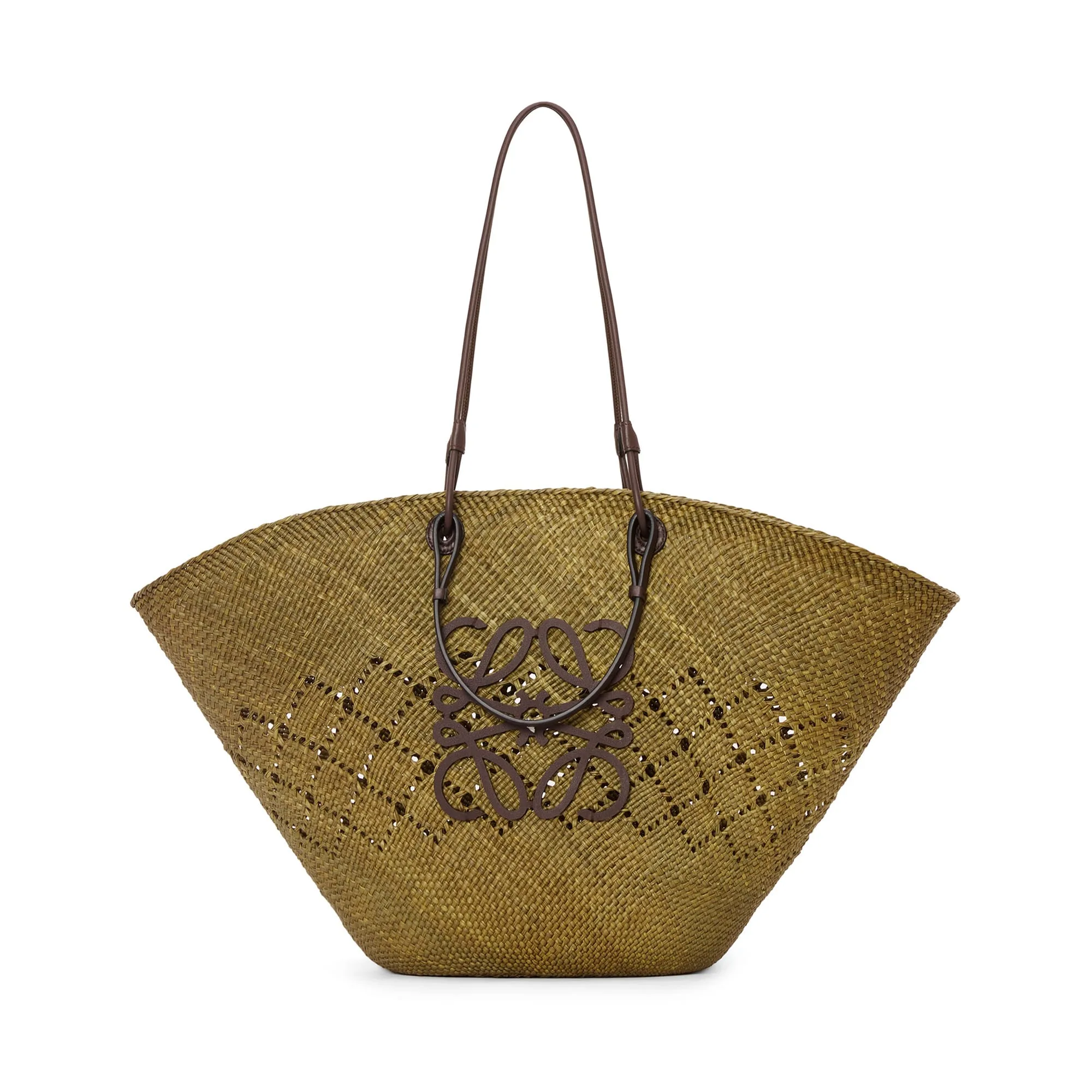 LOEWE Replica bags Large Anagram Basket bag in iraca palm and Calfskin