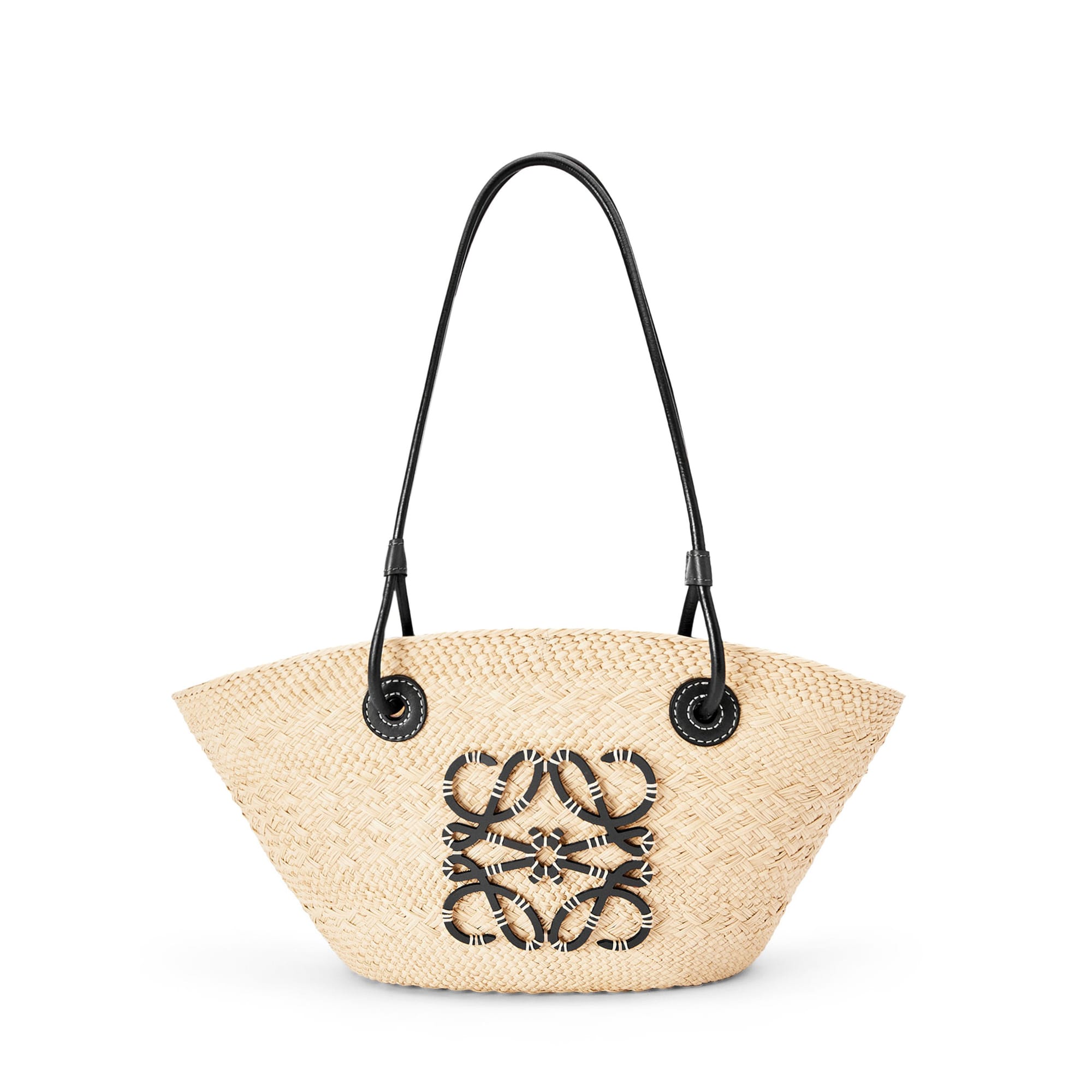 LOEWE Replica bags Small Anagram Basket bag in iraca palm and Calfskin