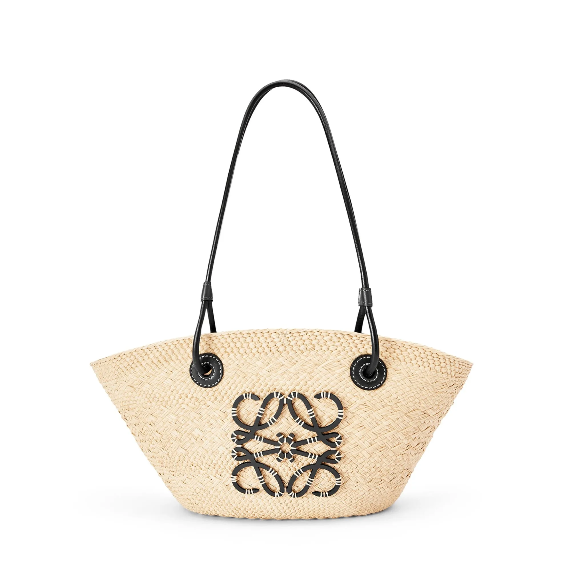 LOEWE Replica bags Small Anagram Basket bag in iraca palm and Calfskin