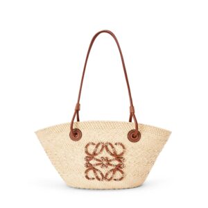 LOEWE Replica Designer Bag Small Anagram Basket bag in iraca palm and Calfskin
