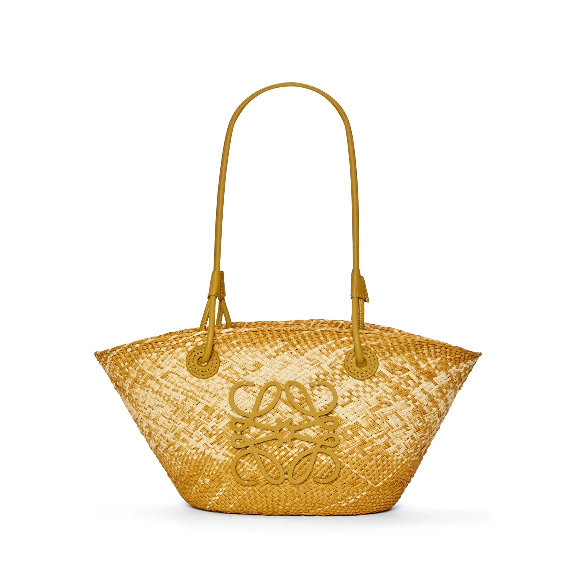 LOEWE Replica bags Small Anagram basket bag in iraca palm and Calfskin