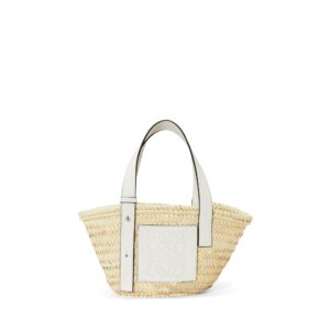 LOEWE Replica Designer Bag Small Basket bag in palm leaf and Calfskin