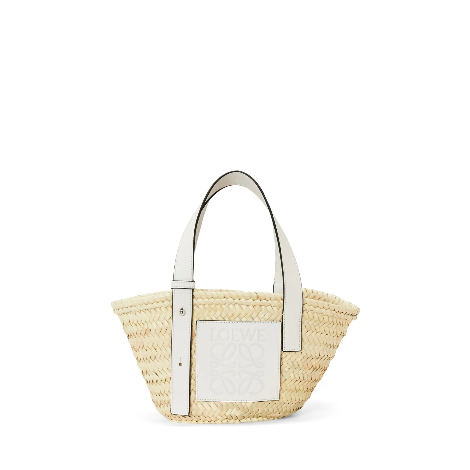 LOEWE Replica bags Small Basket bag in palm leaf and Calfskin