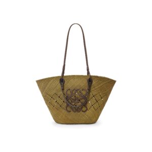 LOEWE Replica Designer Bag Medium Anagram Basket bag in iraca palm and Calfskin
