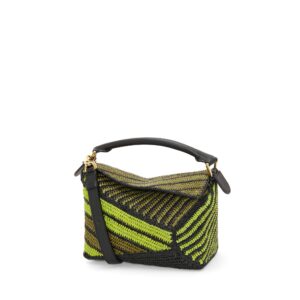 LOEWE Replica Designer Bag Small Puzzle Edge bag in Raffia and Calfskin
