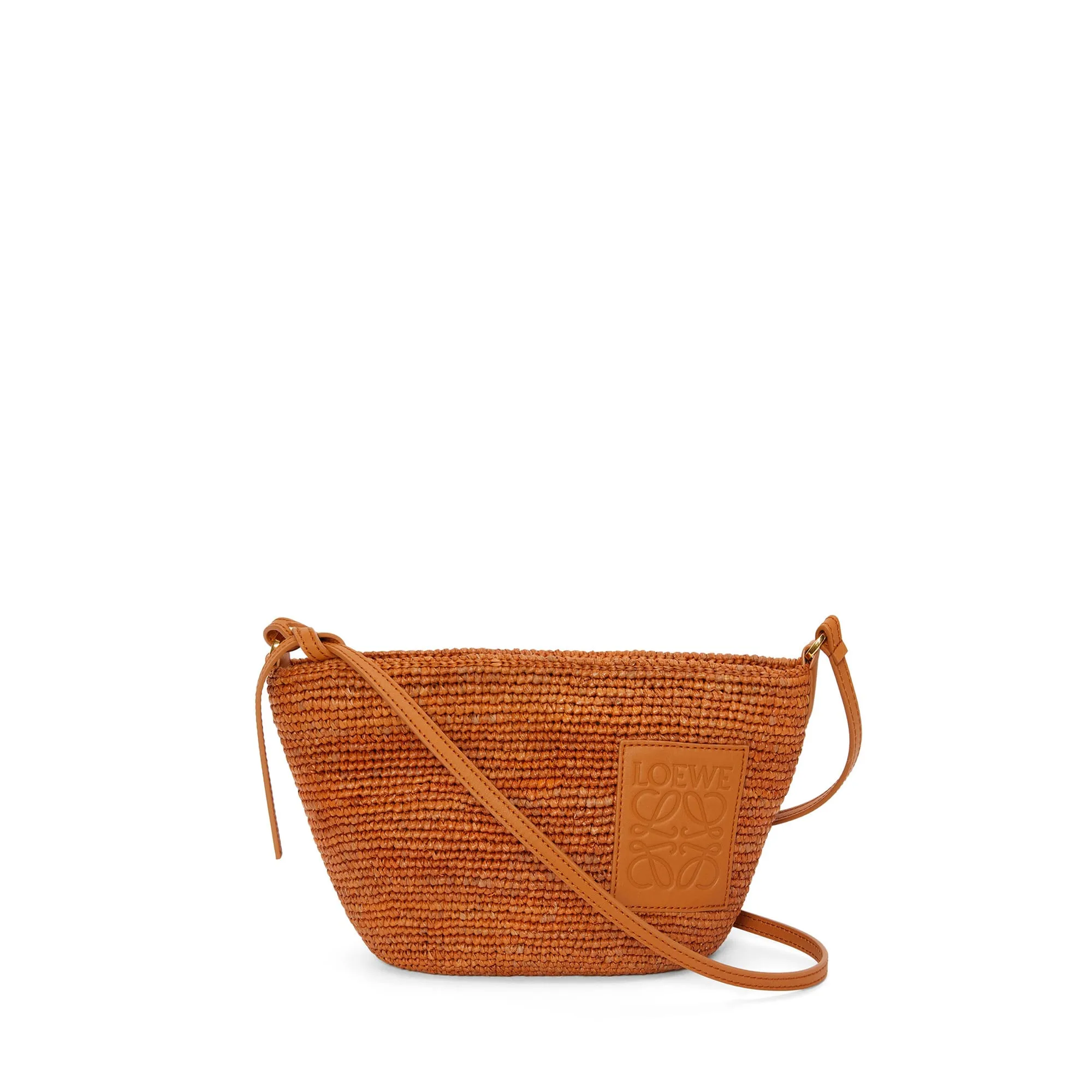 LOEWE Replica bags Slit Pochette bag in Raffia and Calfskin