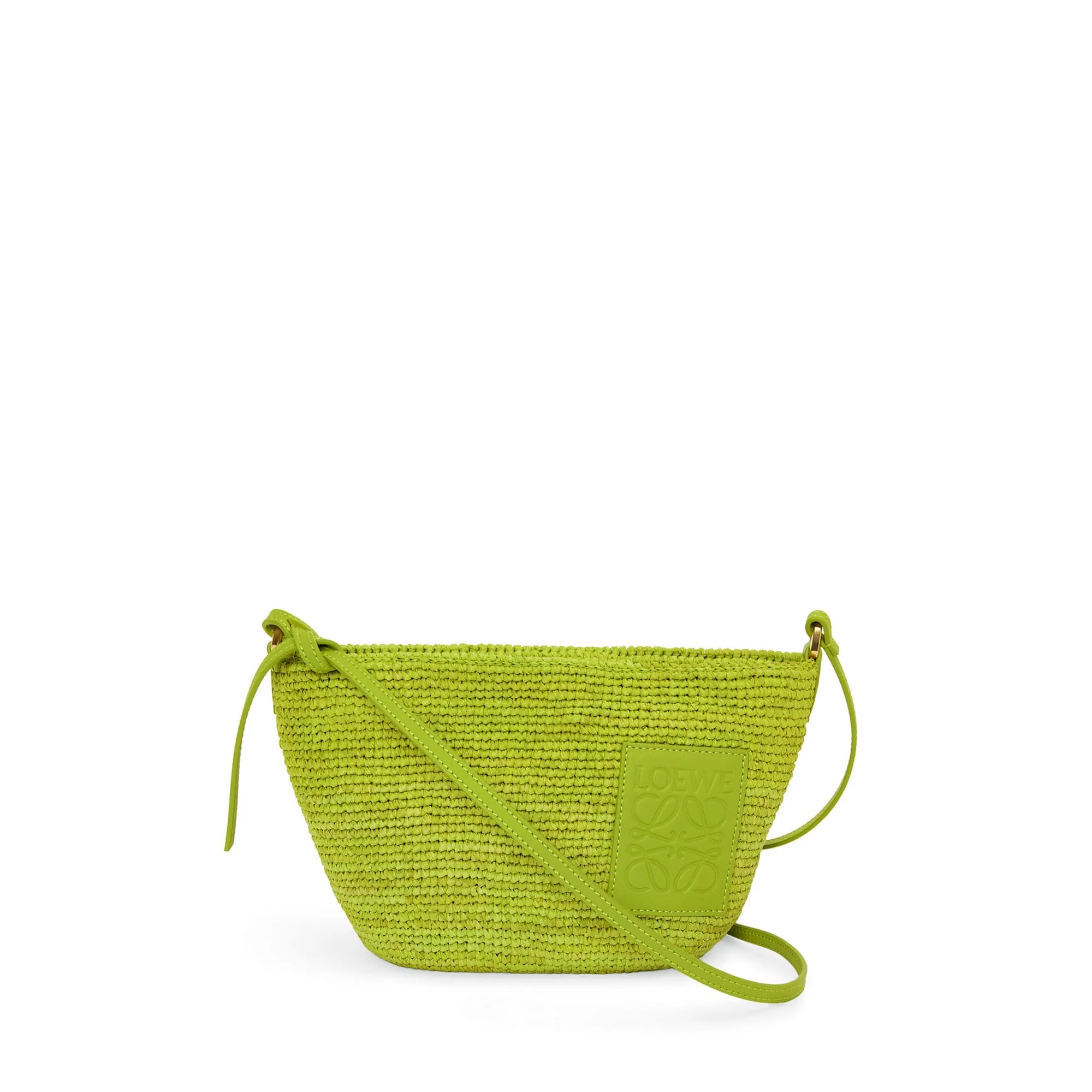 LOEWE Replica bags Slit Pochette bag in Raffia and Calfskin