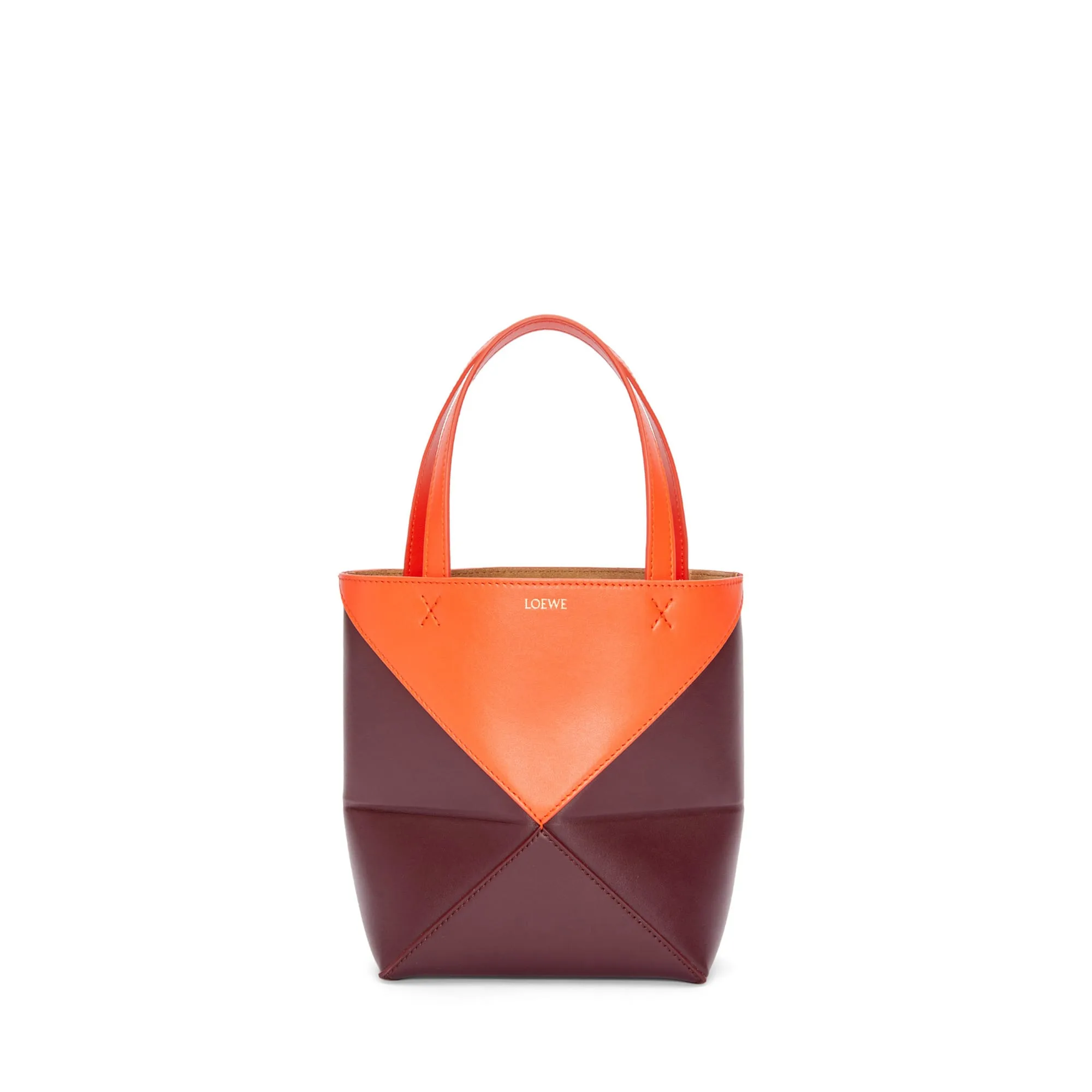 LOEWE Replica bags Mini Puzzle Fold Tote in shiny Calfskin
