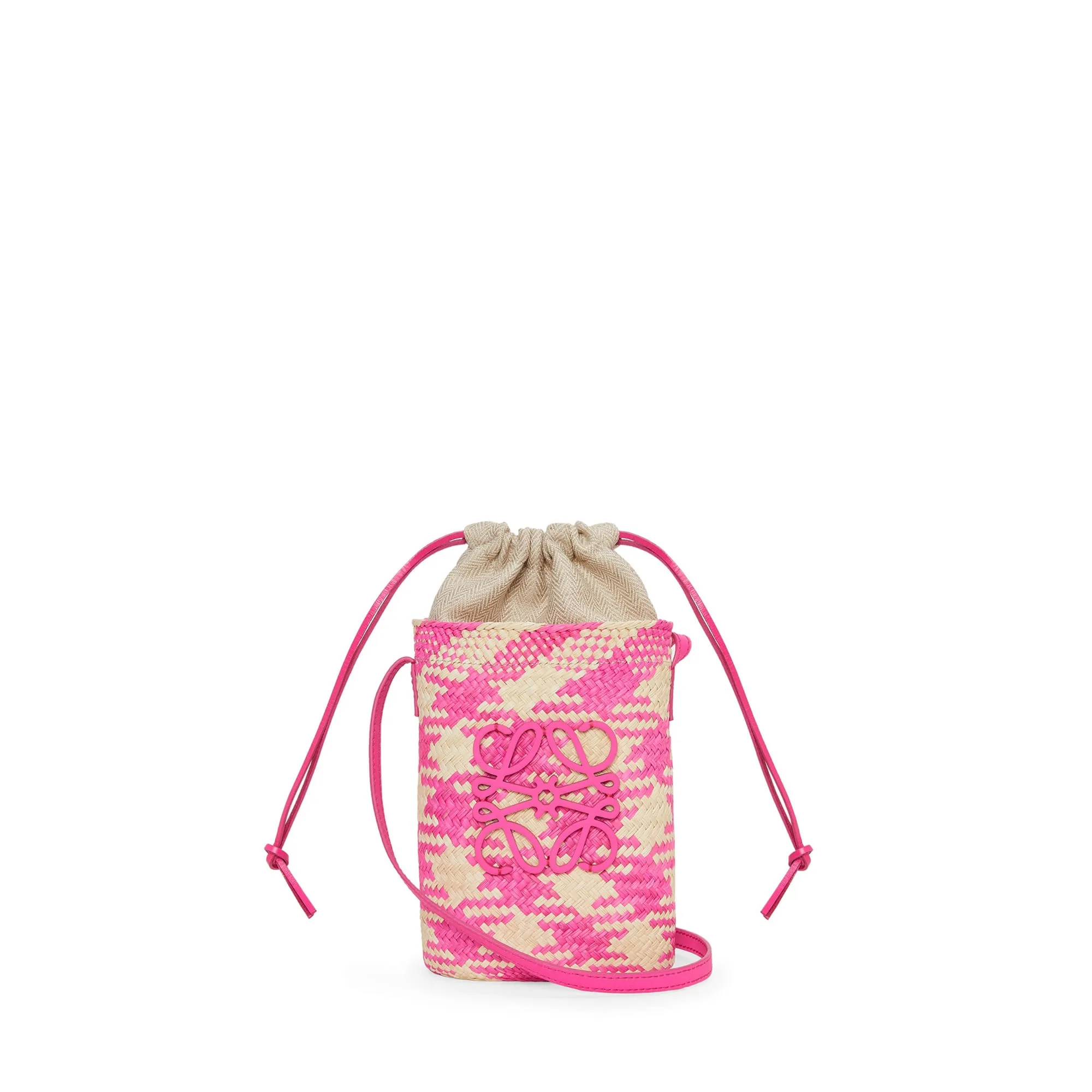 LOEWE Replica bags Anagram Checks square pocket in iraca palm and classic Calfskin