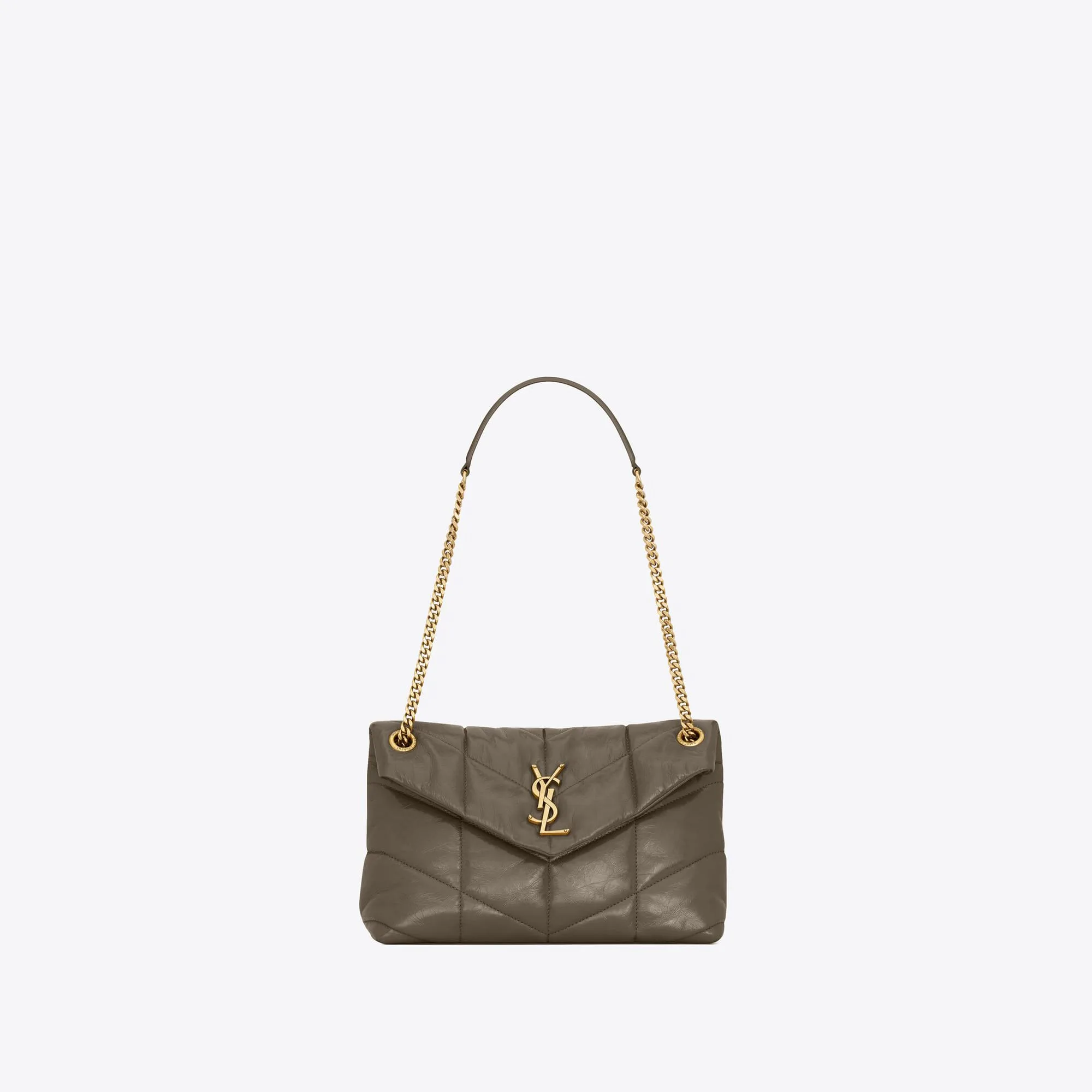 YSL replica designer bags puffer small in quilted crinkled leather