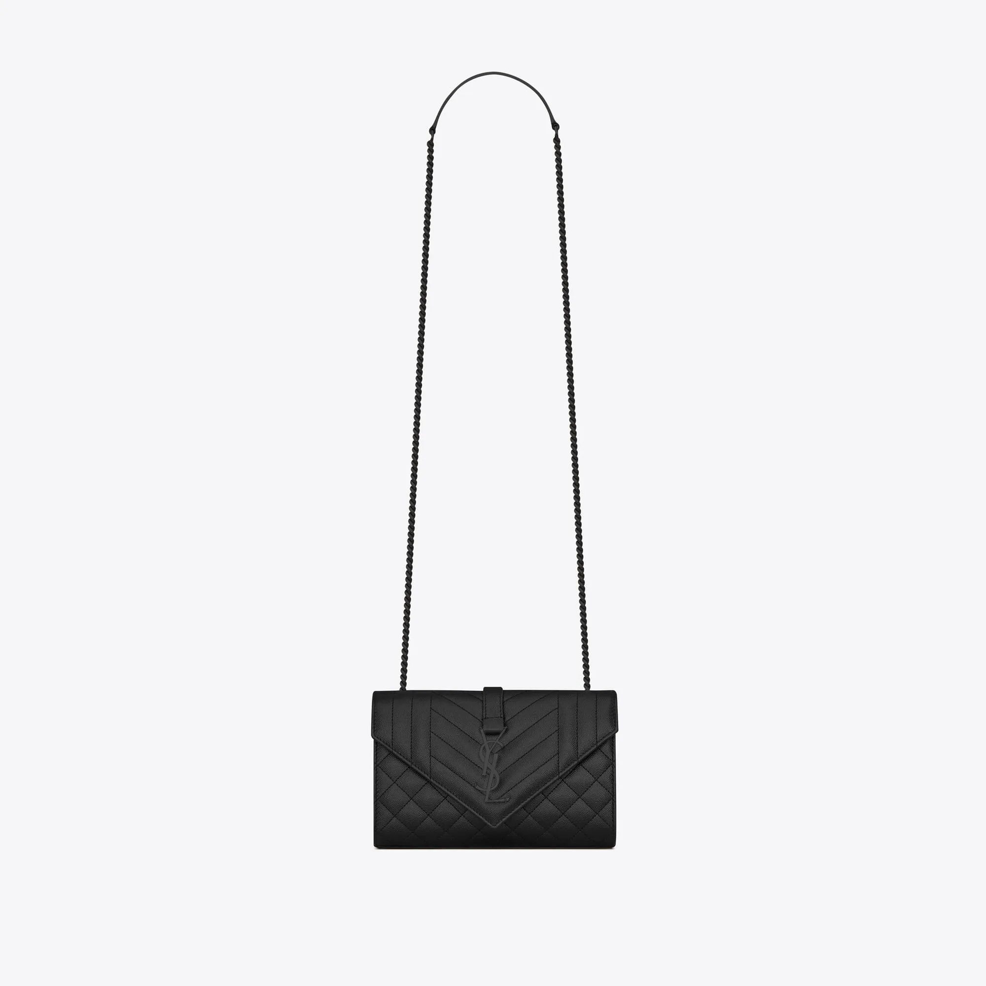 YSL replica designer bags envelope small in quilted grain de poudre embossed leather