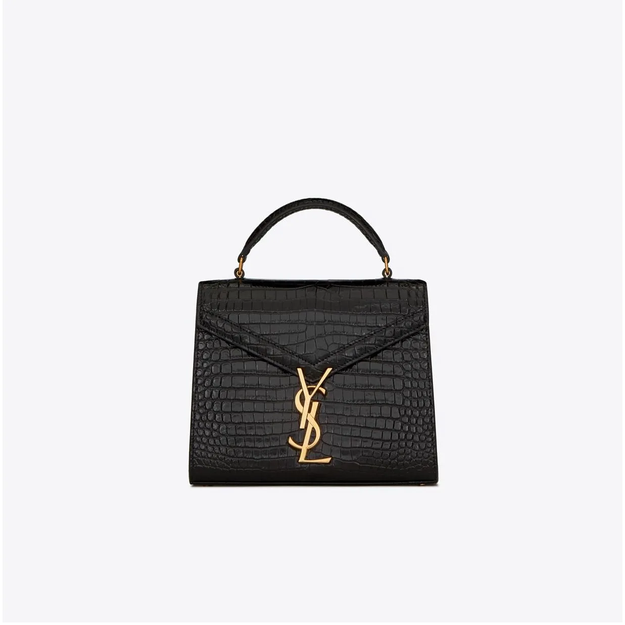 YSL Replica Bags cassandra mini top handle bag in crocodile-embossed shiny leather
