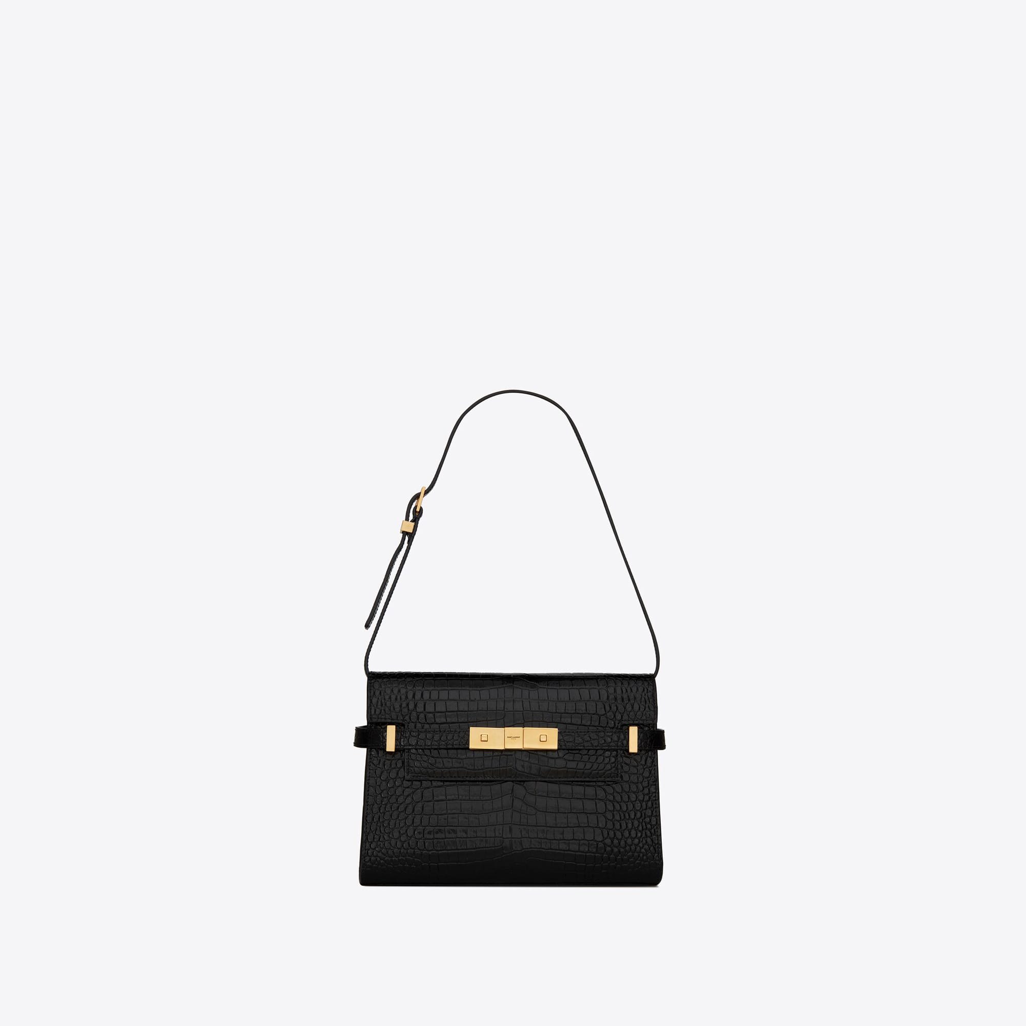 YSL replica designer bags manhattan small in shiny crocodile-embossed leather