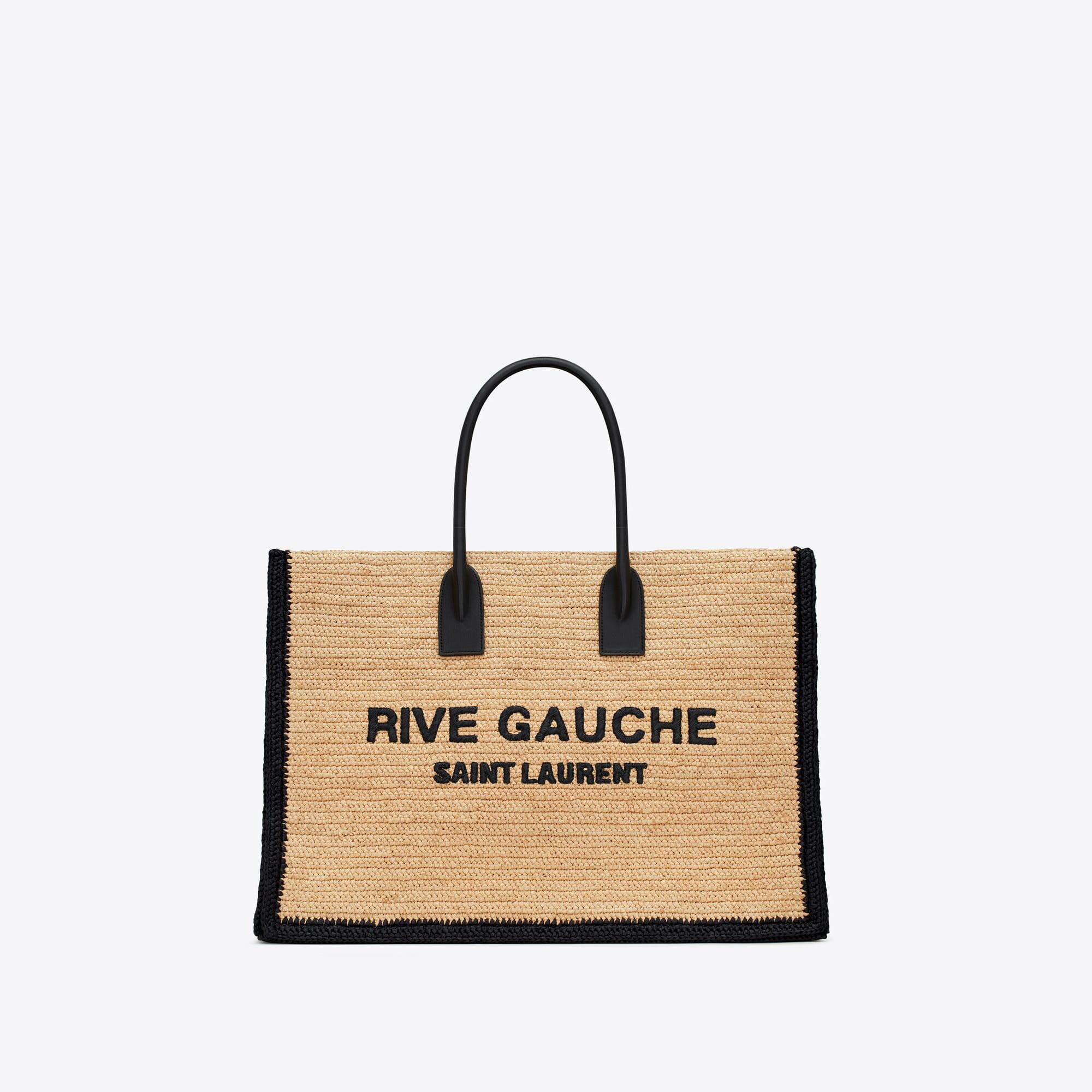 YSL replica designer bags rive gauche tote bag in raffia and leather