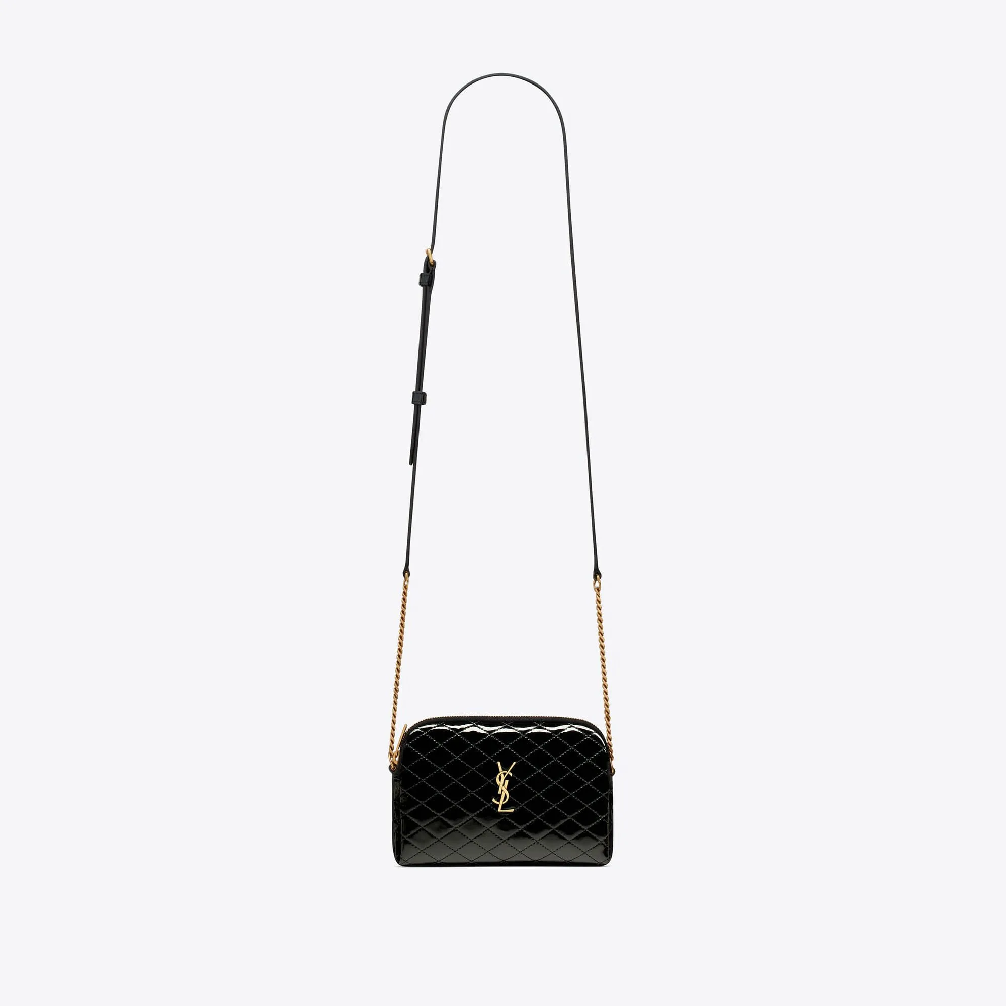 YSL replica designer bags gaby zipped pouch in quilted patent leather