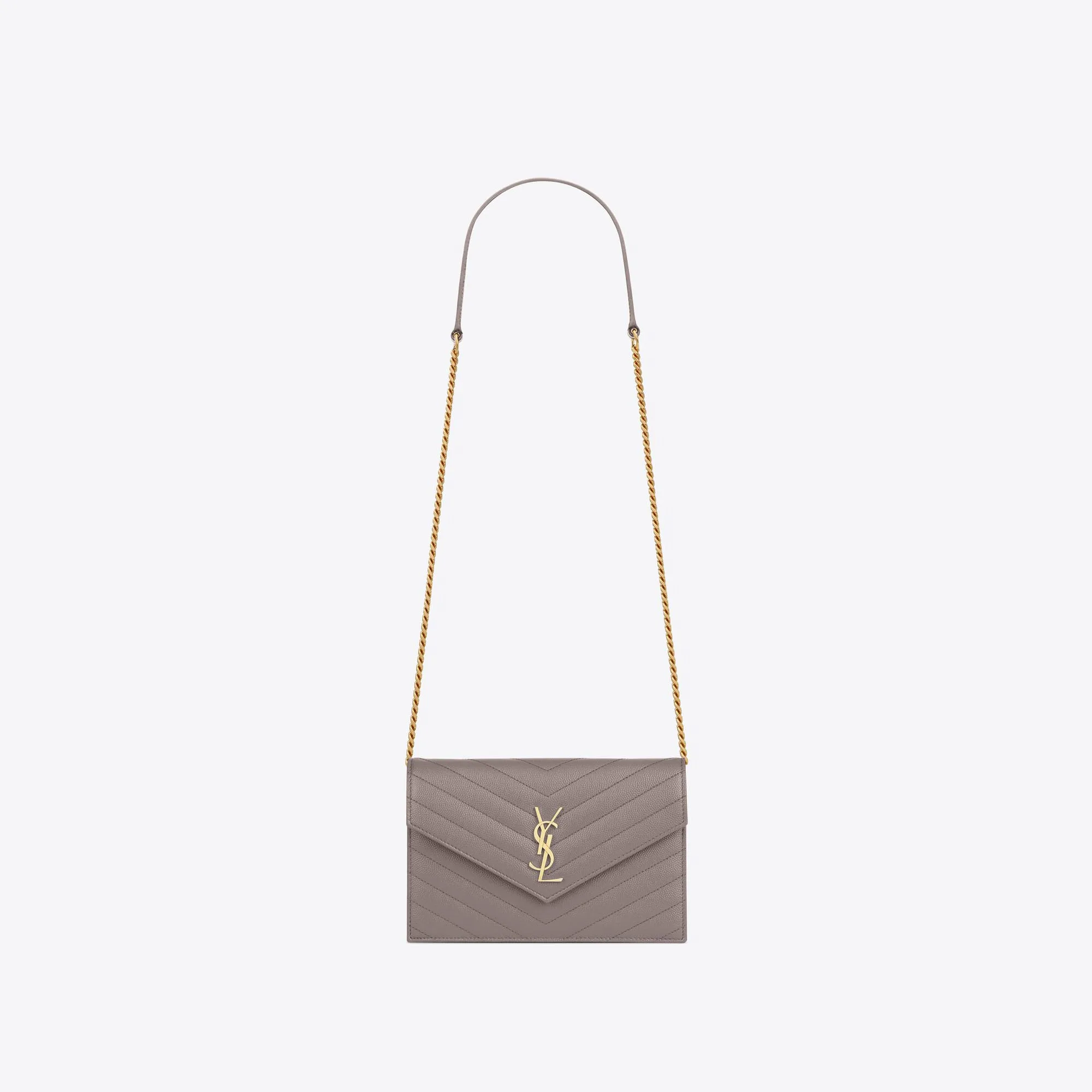 YSL replica designer bags cassandre envelope chain wallet in grain de poudre leather