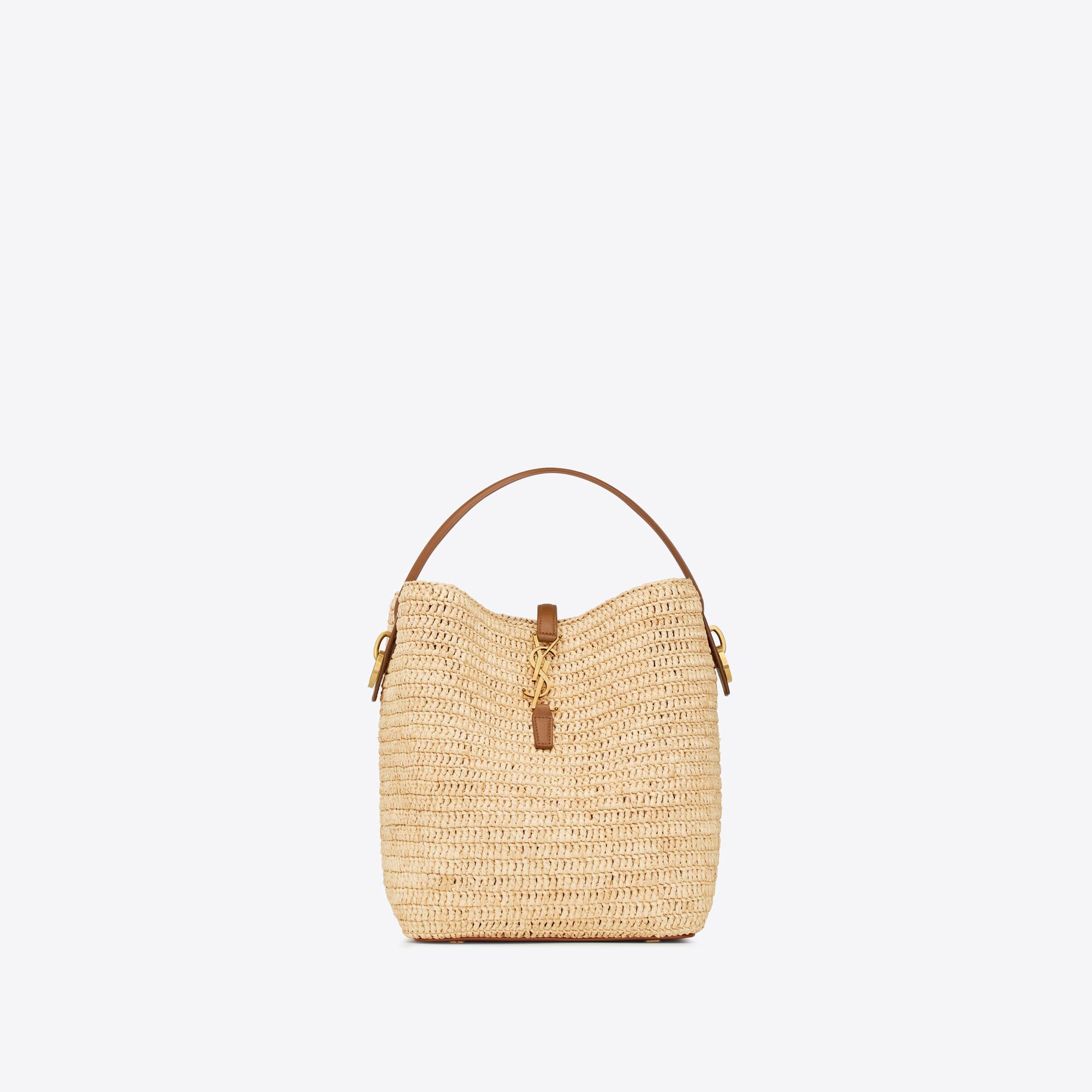 YSL replica designer bags le 37 in woven raffia and vegetable-tanned leather