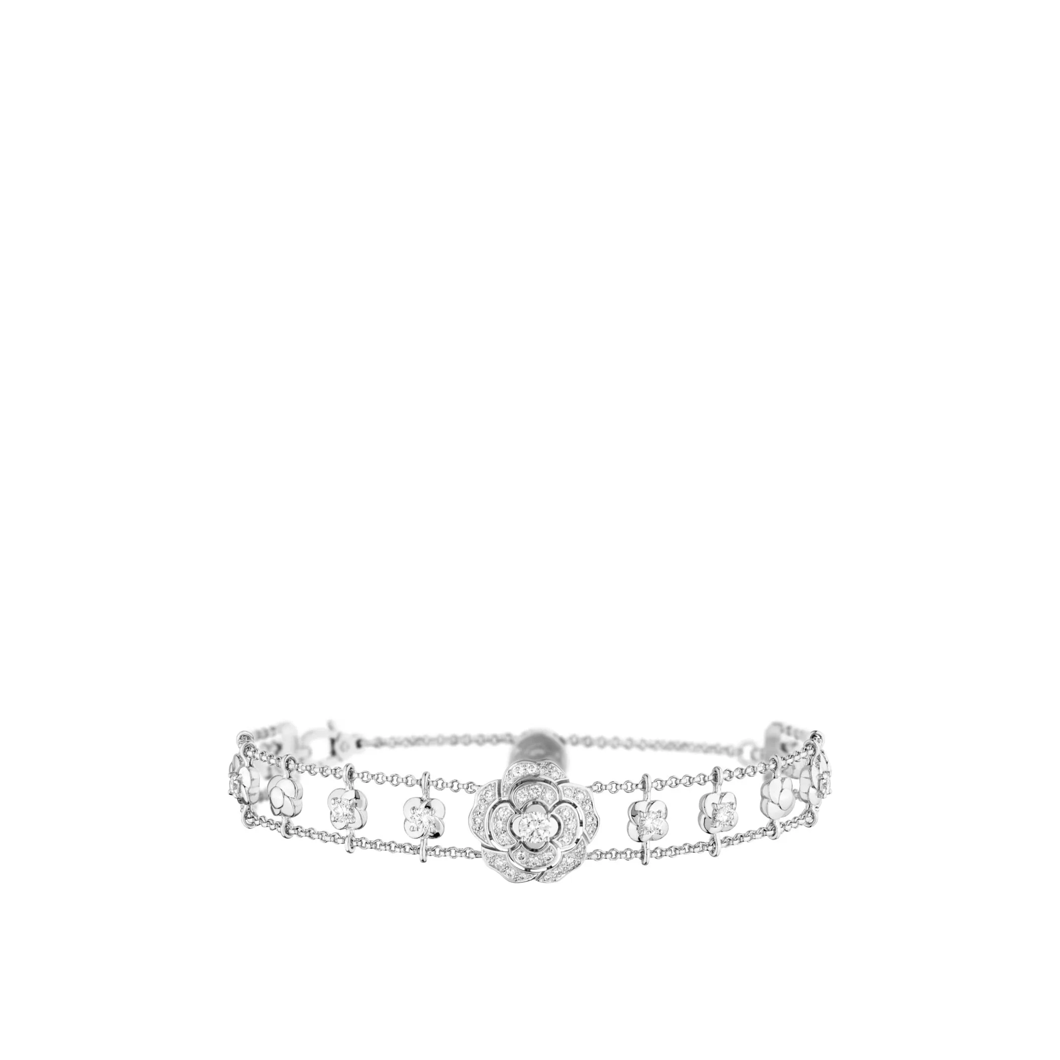 Bouton de Camelia chanel replica bracelet 18K white gold diamonds