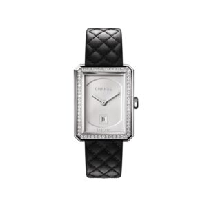 Chanel Watch BOY FRIEND Watch Medium version steel and diamonds quilted pattern calfskin strap and second strap included