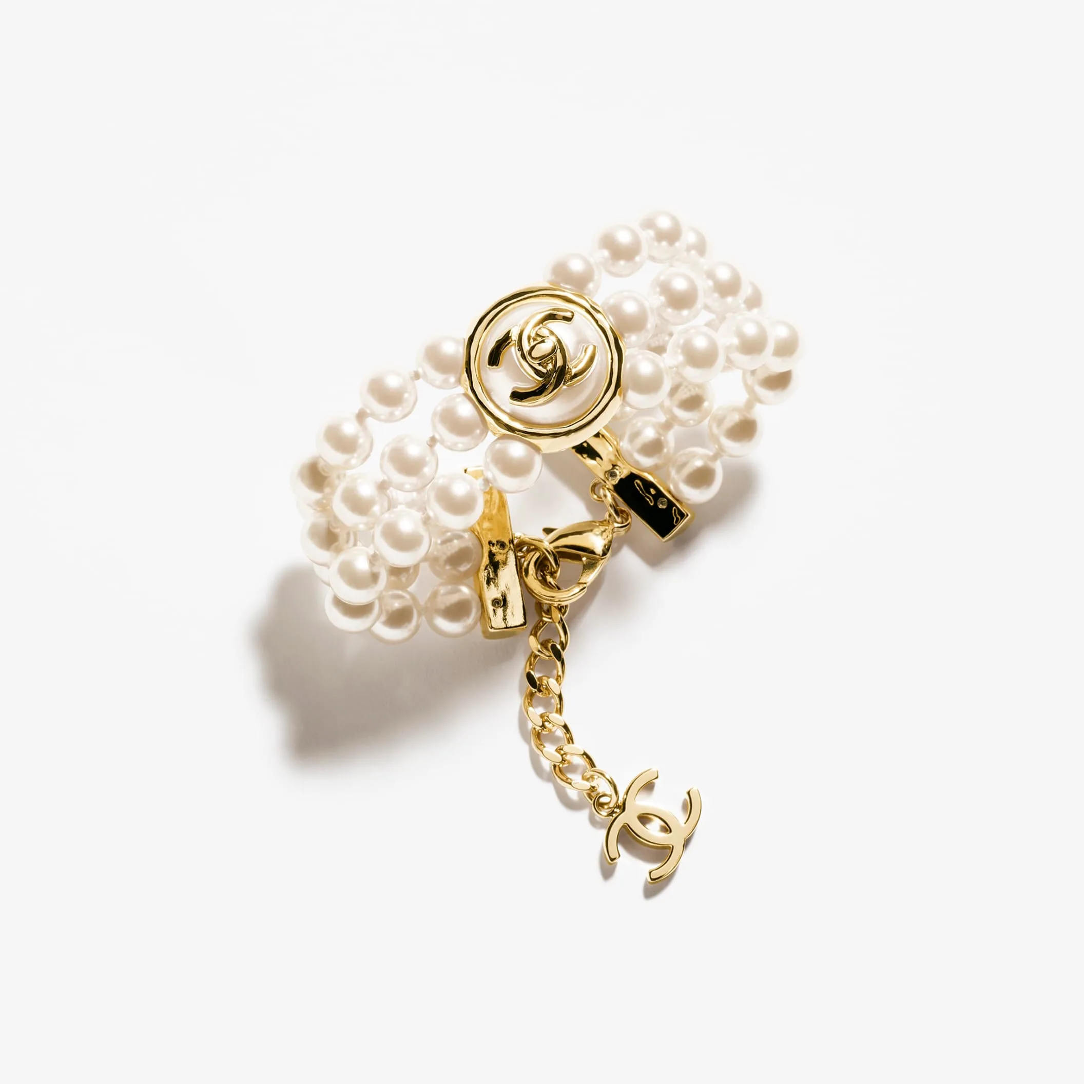 Gold & Pearly White chanel replica bracelet