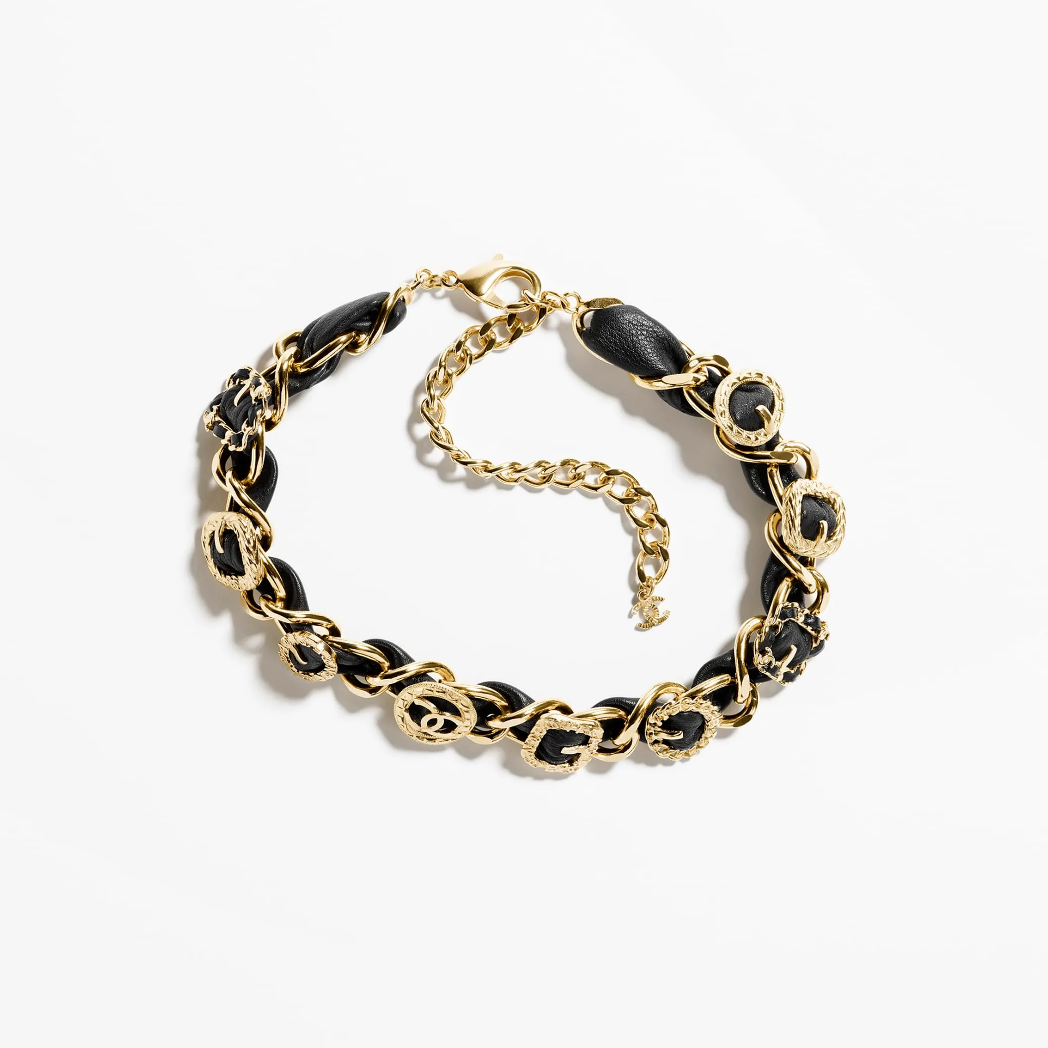 Gold & Black choker fake chanel necklace