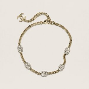 Gold Silver & Crystal choker Chanel necklace