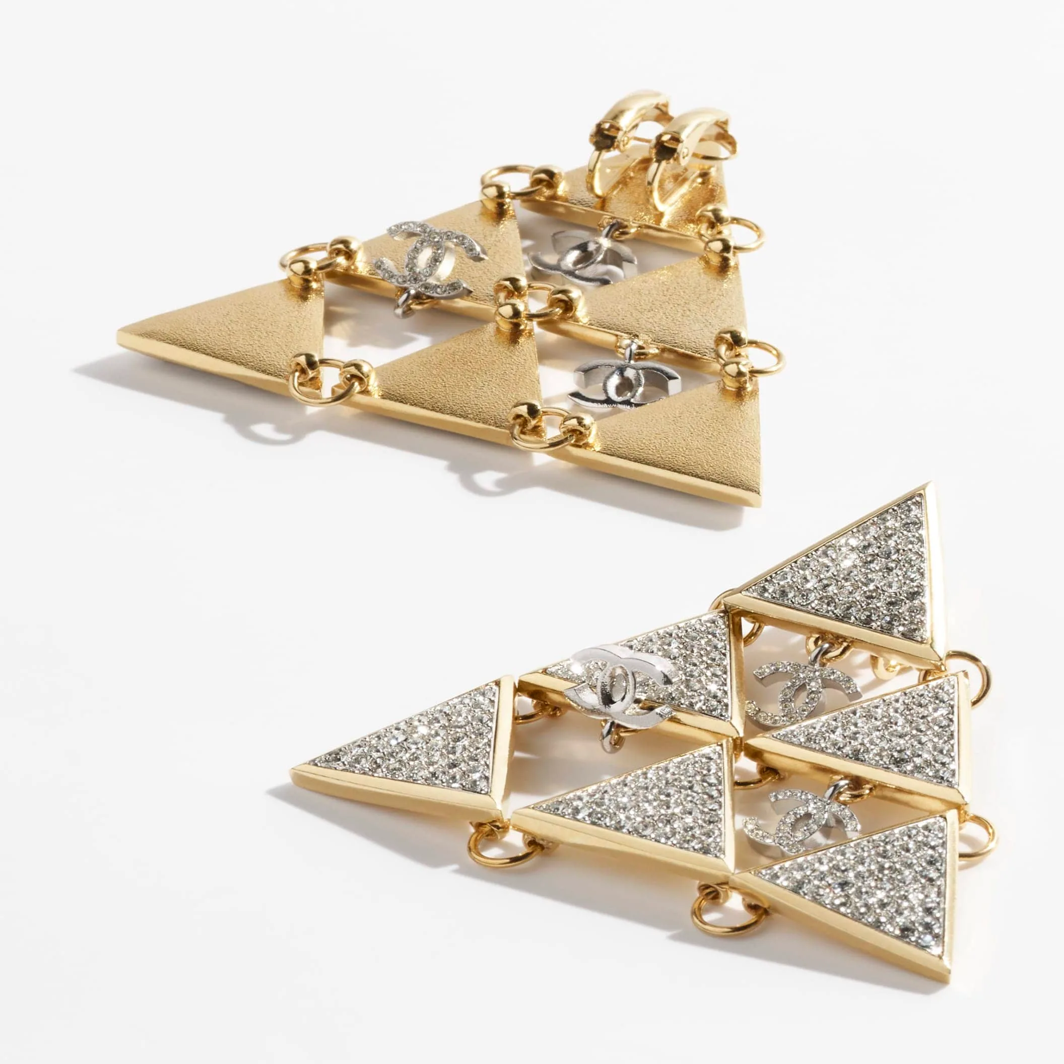 Gold Silver & Crystal clip-on pendants fake chanel necklace