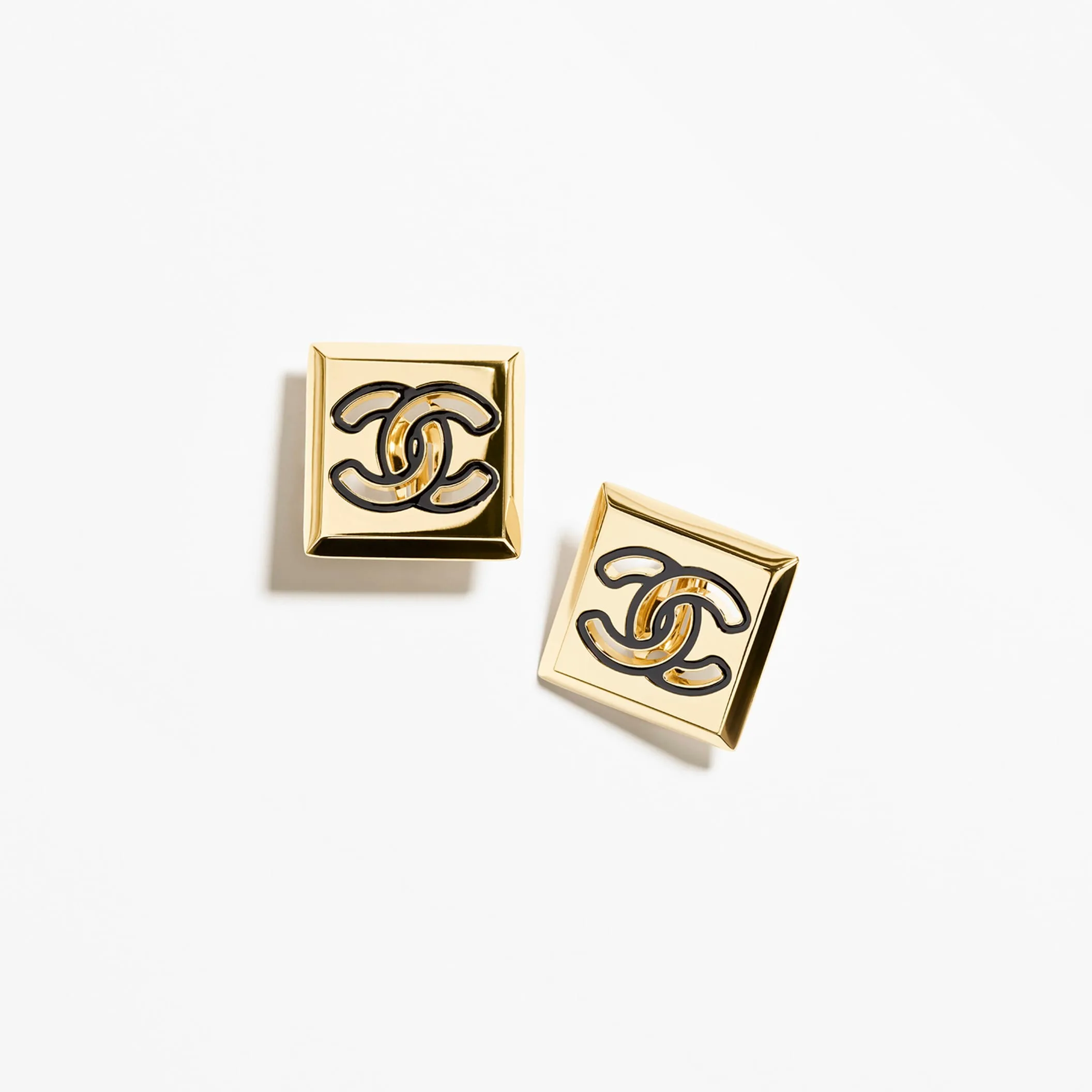 Gold & Black clip-on stud Fake chanel earrings