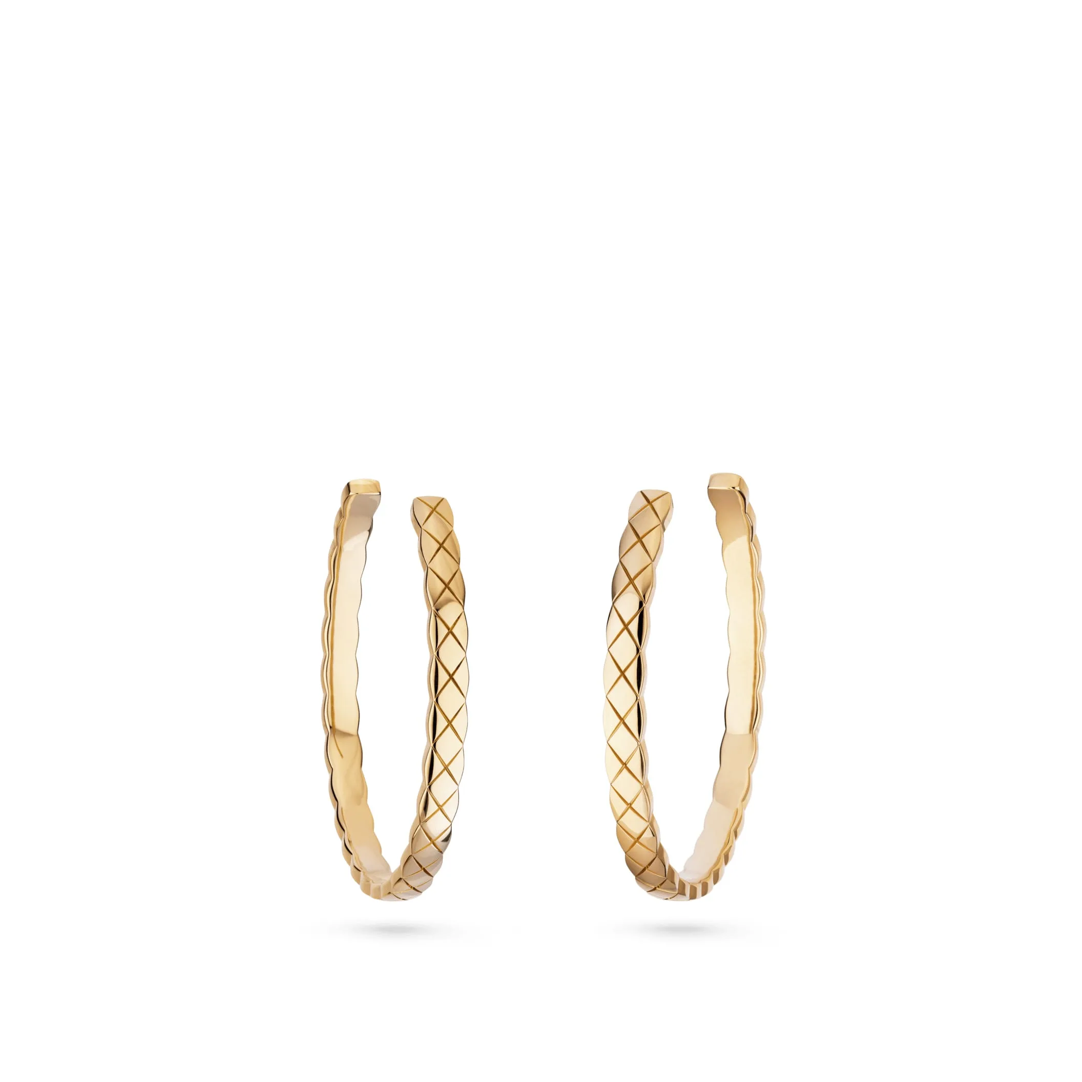 Coco Crush hoop Fake chanel earrings Quilted motif 18K BEIGE GOLD
