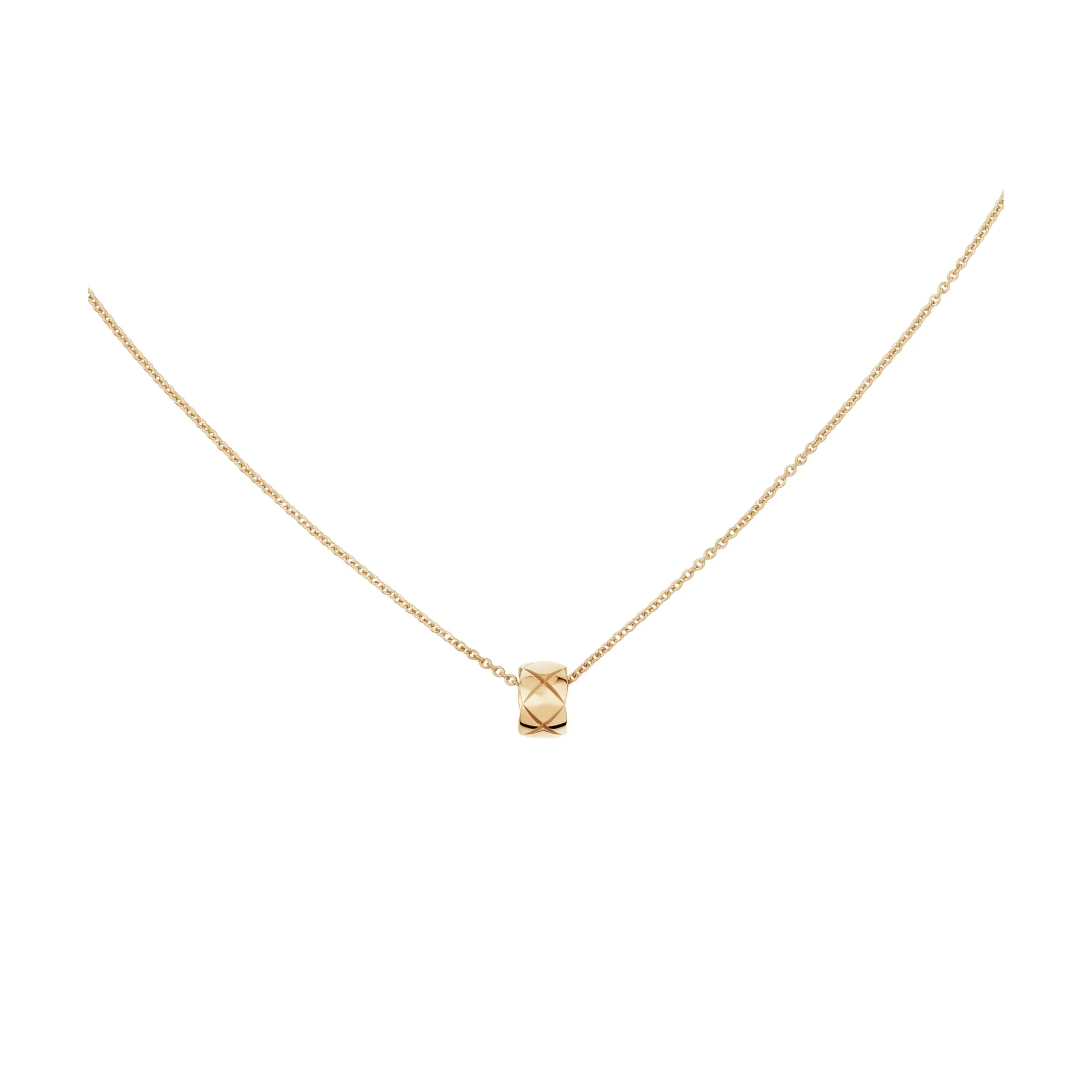Coco Crush fake chanel necklace Quilted motif 18K BEIGE GOLD