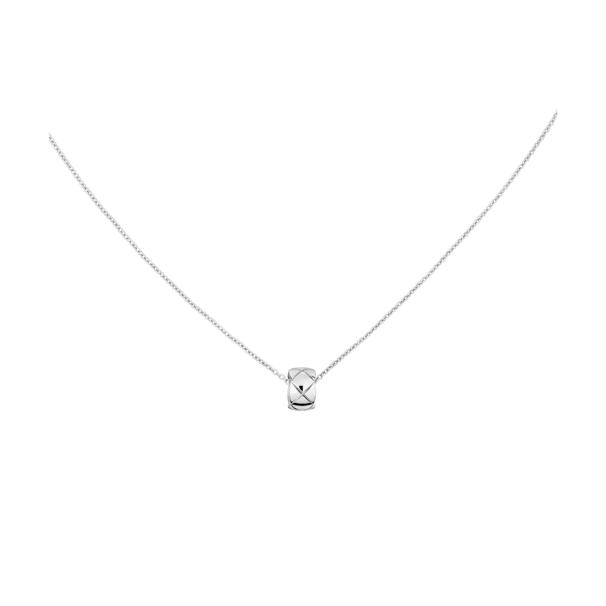 Coco Crush fake chanel necklace Quilted motif 18K white gold