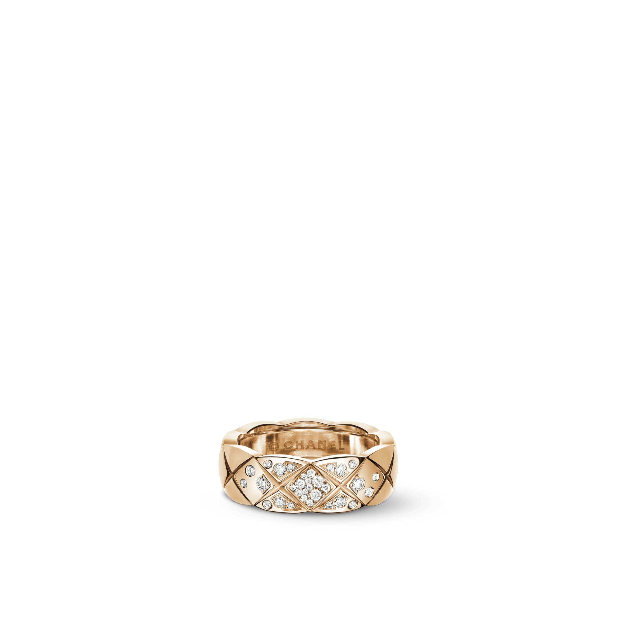Coco Crush chanel dupes ring Quilted motif small version 18K BEIGE GOLD diamonds