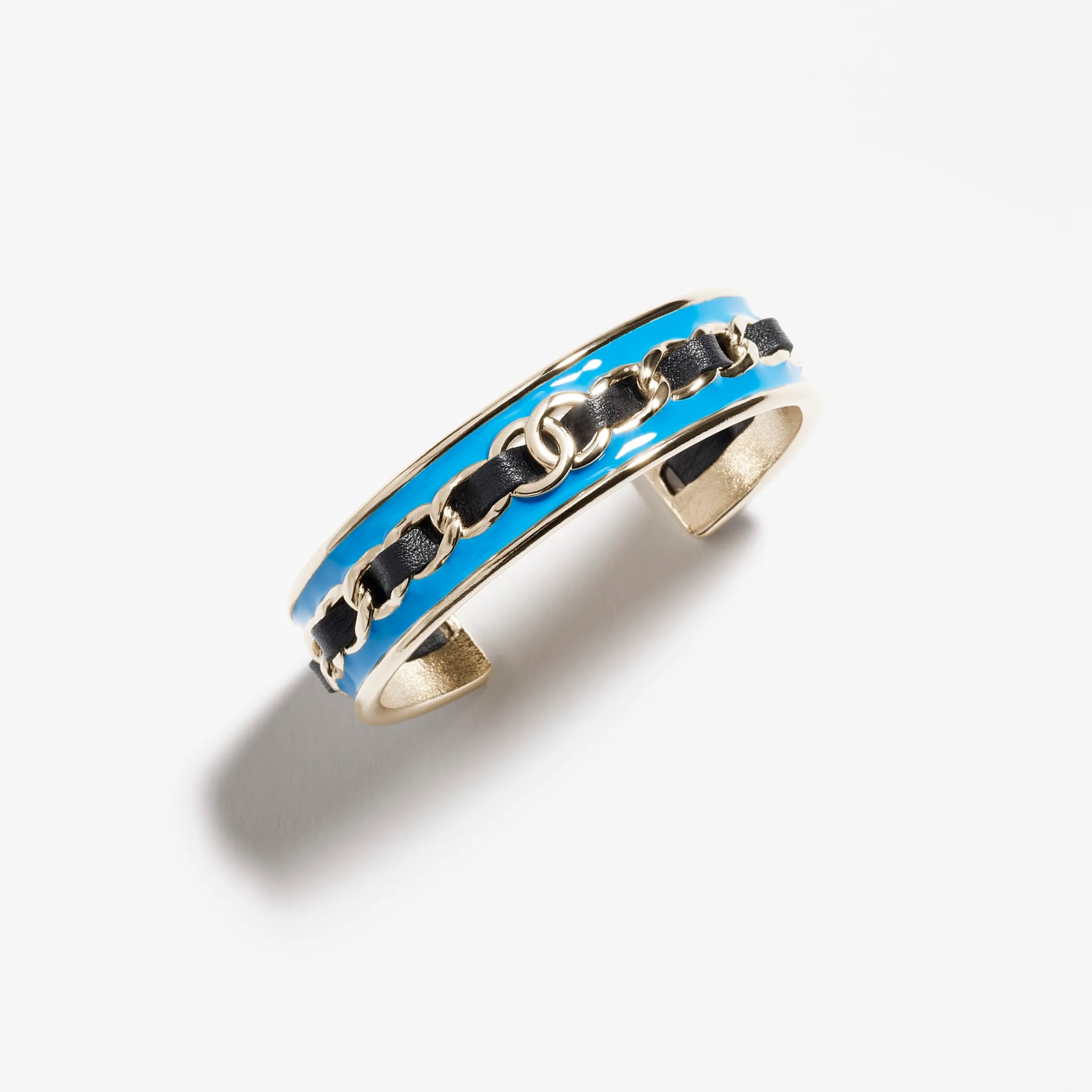 Gold Black & Fake chanel earrings Blue cuff