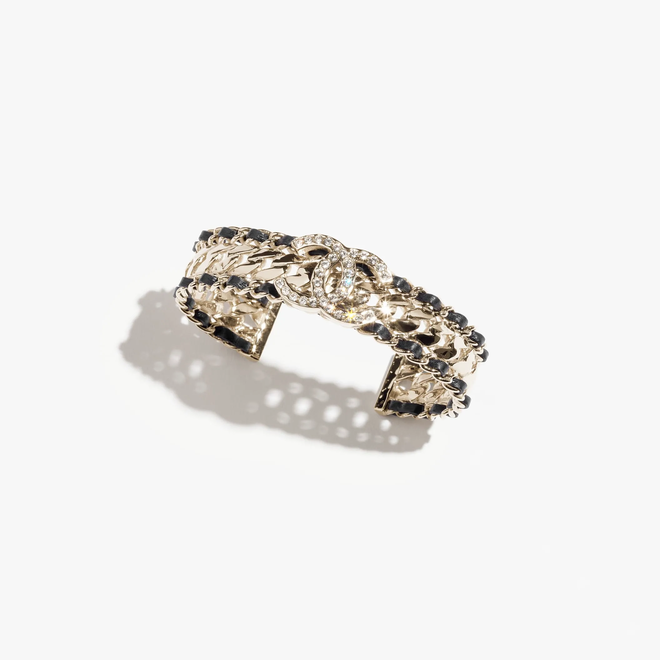Gold Black & Fake chanel earrings Blue cuff