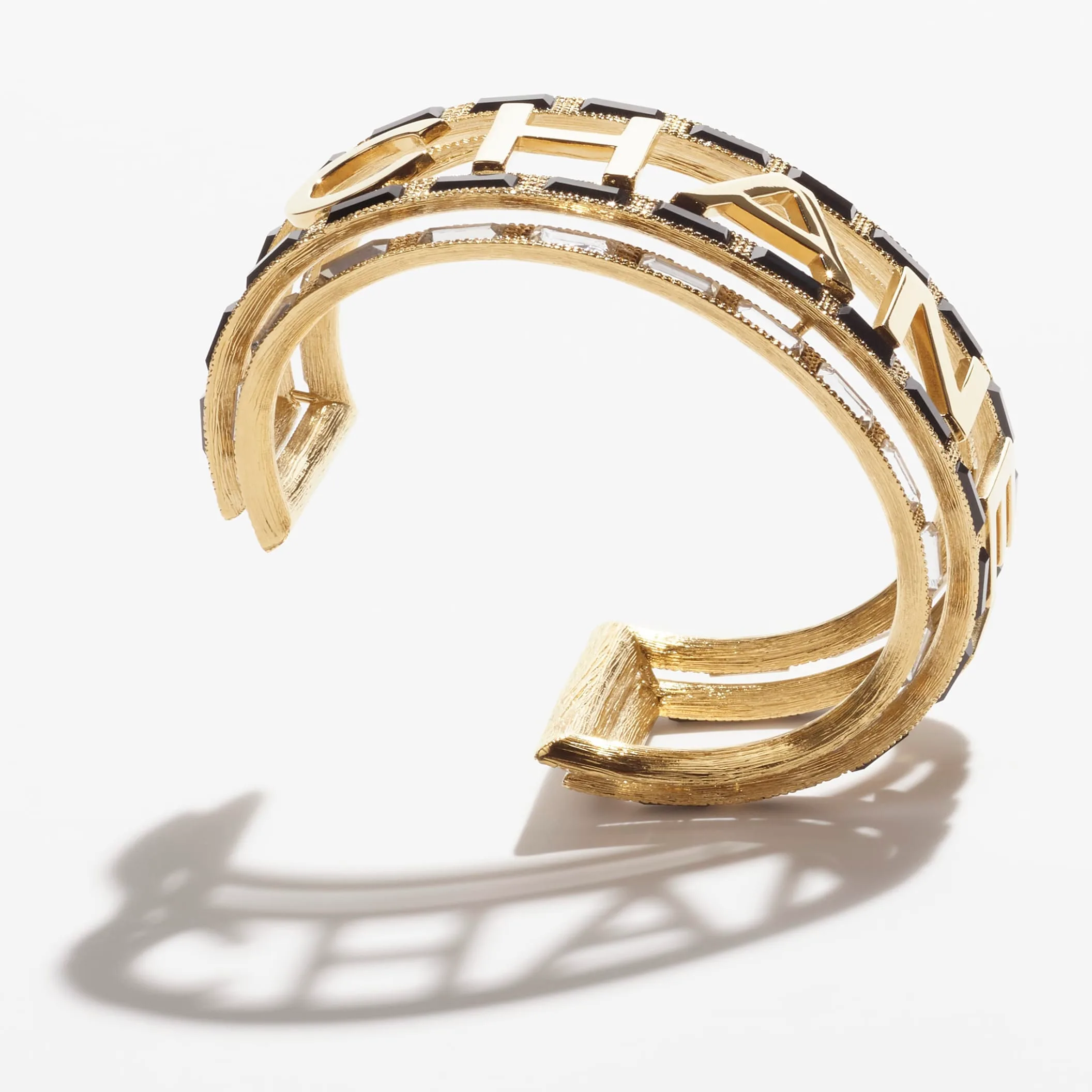Gold Black & Fake chanel earrings Blue cuff