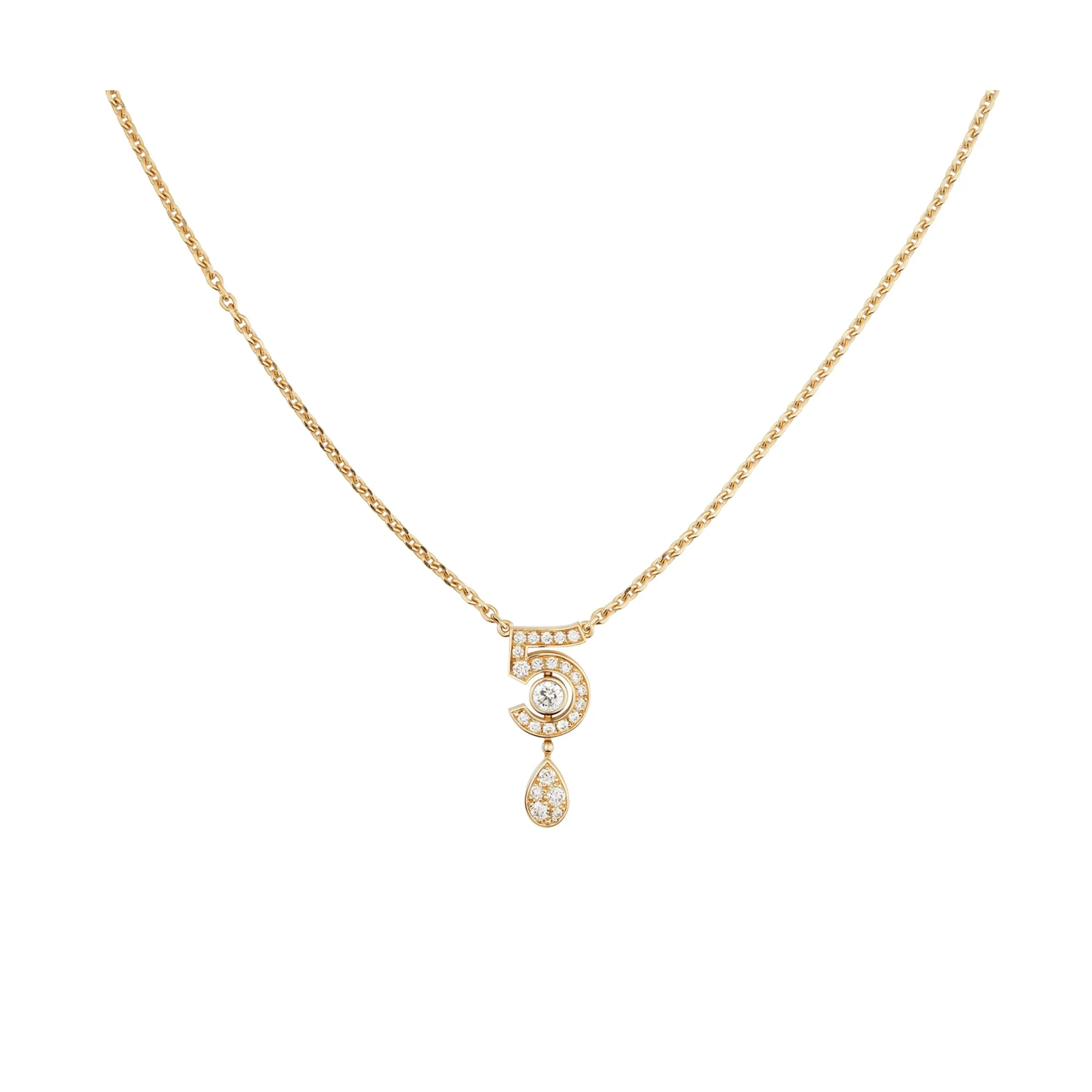 Eternal N'5 fake chanel necklace 18K BEIGE GOLD diamonds