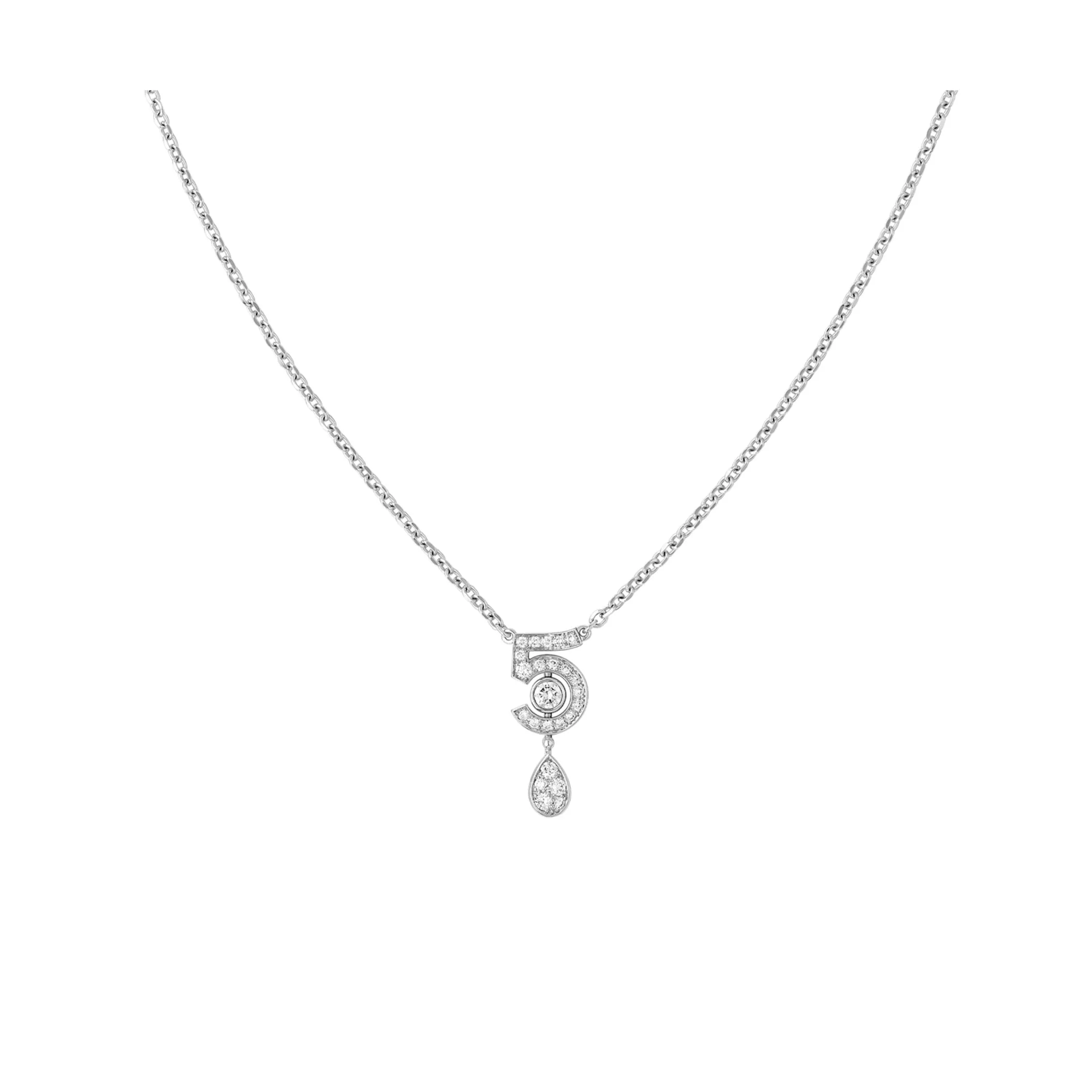 Eternal N'5 fake chanel necklace 18K white gold diamonds