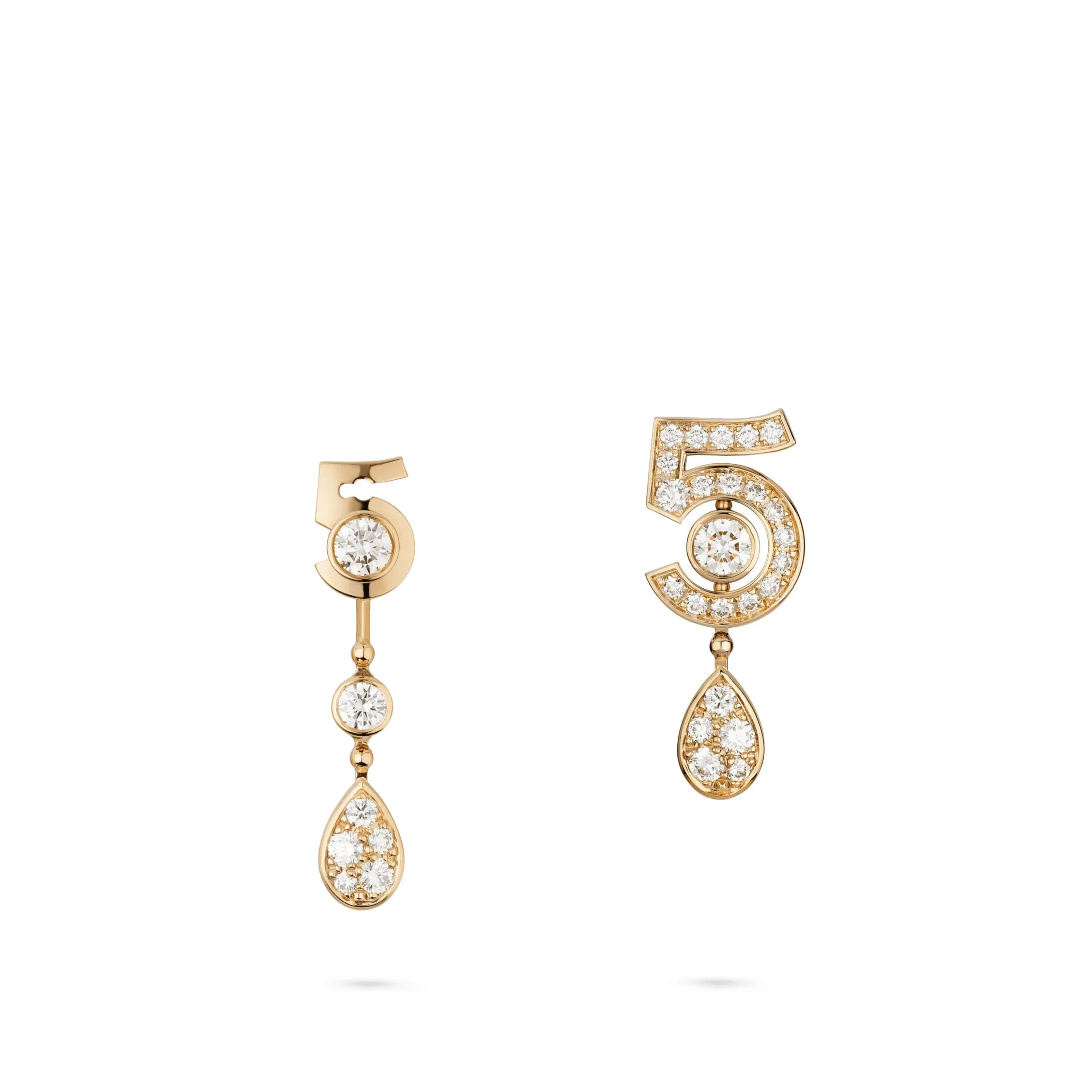 Eternal N'5 transformable Fake chanel earrings 18K BEIGE GOLD diamonds