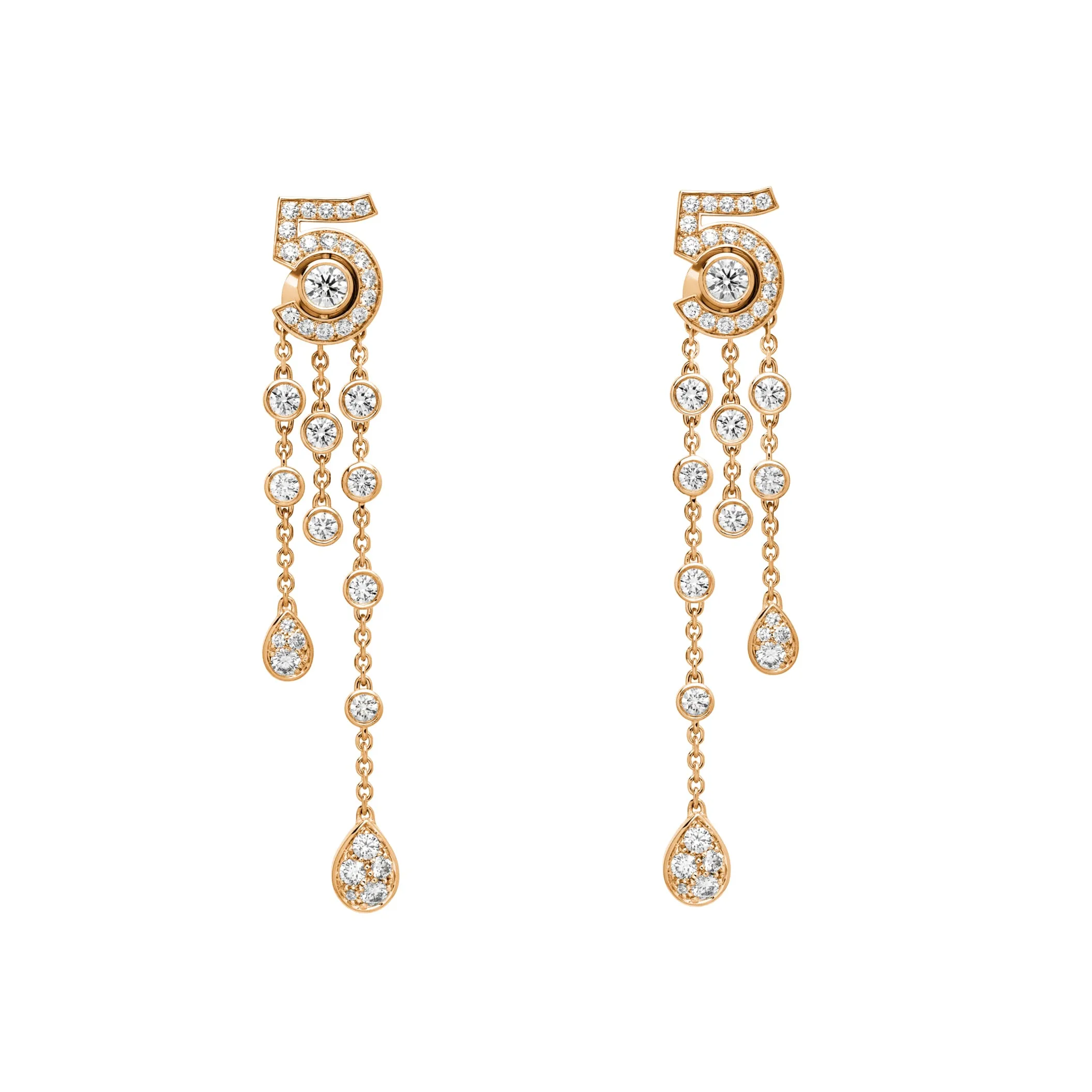 Eternal N'5 transformable Fake chanel earrings 18K BEIGE GOLD diamonds
