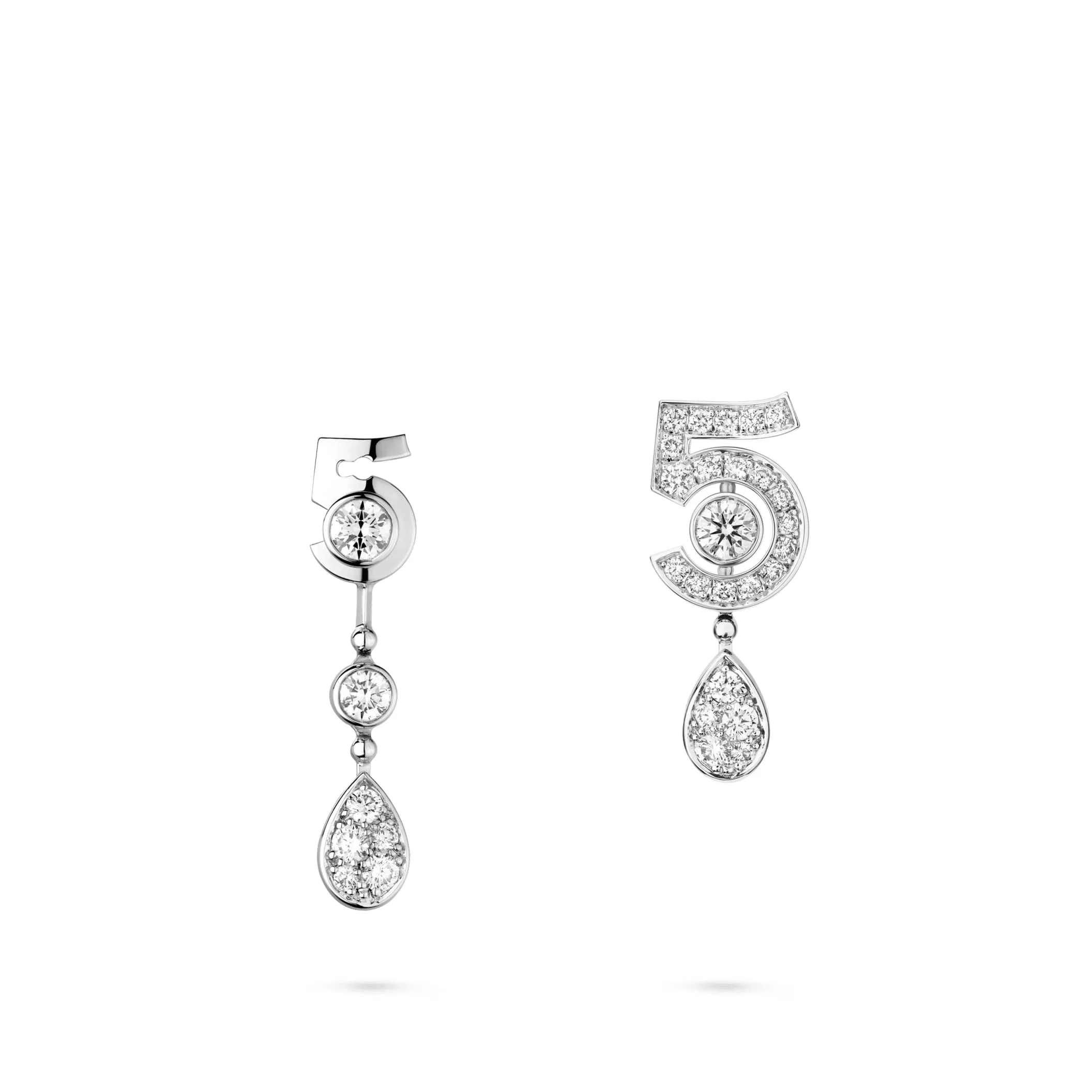 Eternal N'5 transformable Fake chanel earrings 18K white gold diamonds