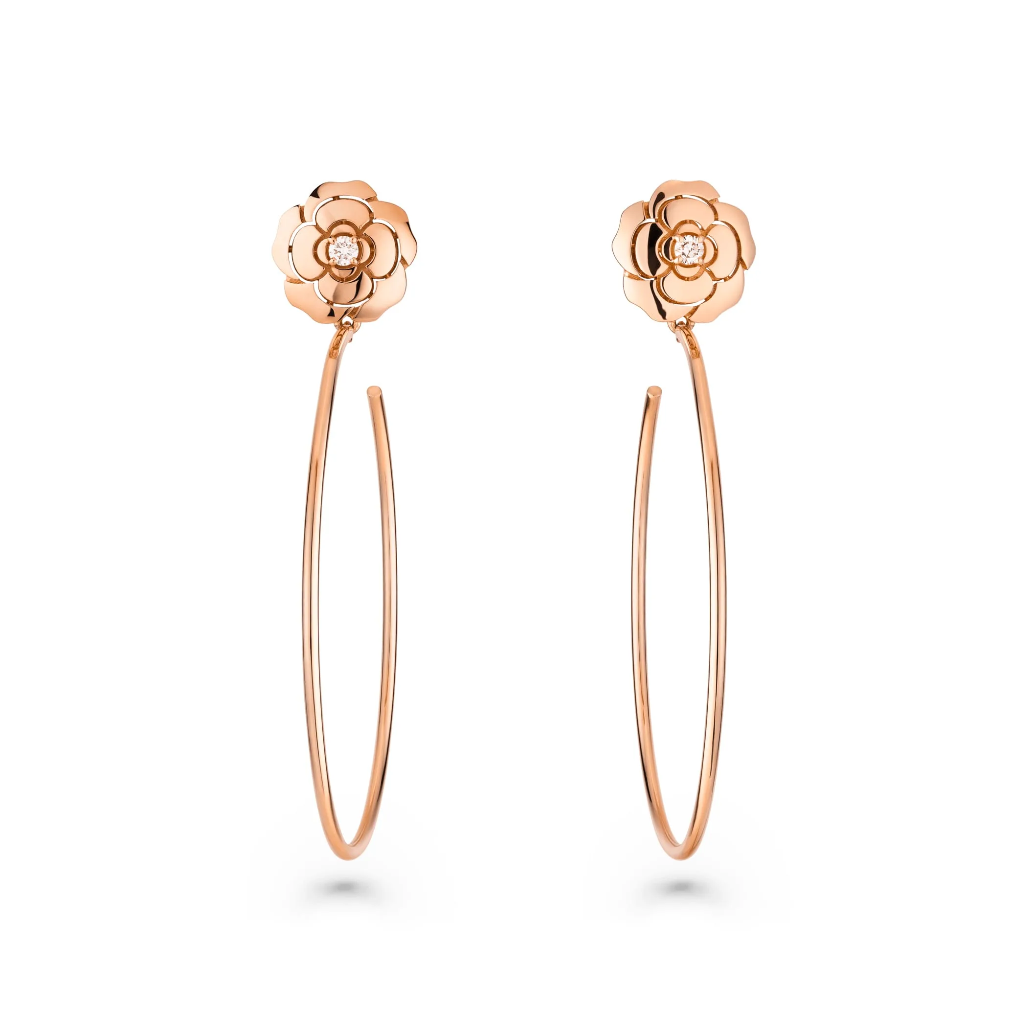 Extrait de Camelia hoop Fake chanel earrings 18K rose gold diamonds