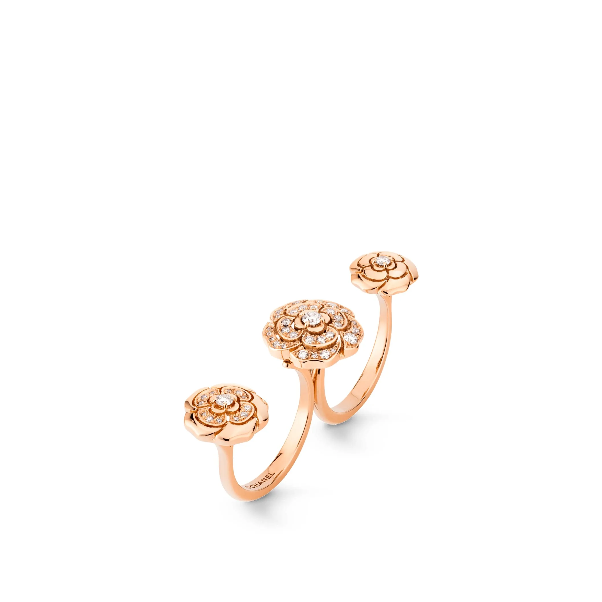 Extrait de Camelia transformable chanel dupes ring 18K rose gold diamonds