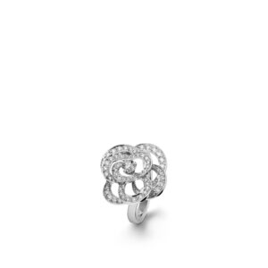 Fil de Camelia chanel dupes ring Medium version 18K white gold diamonds